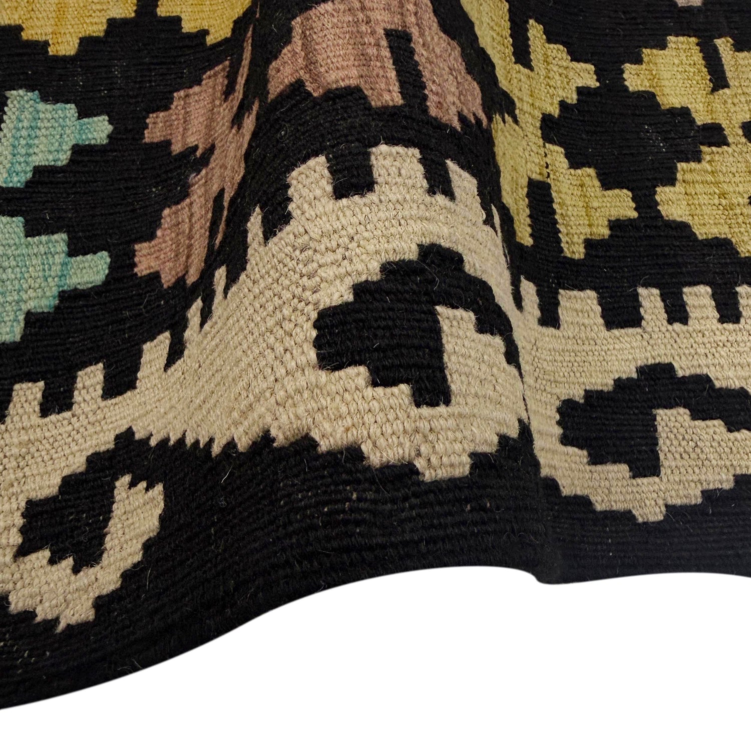 Multi Color ful Flat-Weave Wool Kilim 6' 11" x 9' 7" ft / 211 x 292 cm - No. R38713