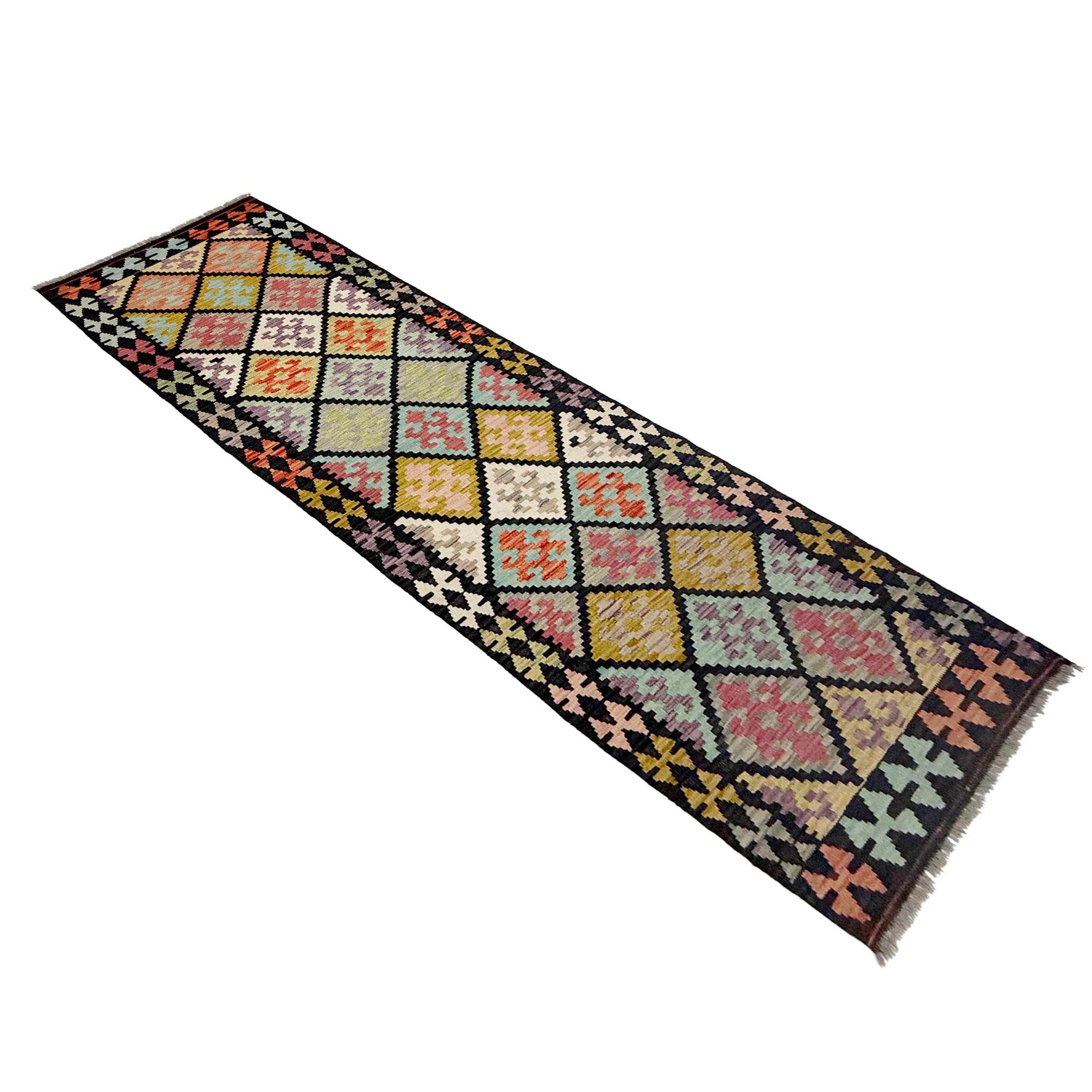 Hand Made Afghan Kilim Runner 2' 8" x 9' 7" ft / 81 x 292 cm - No. R38716