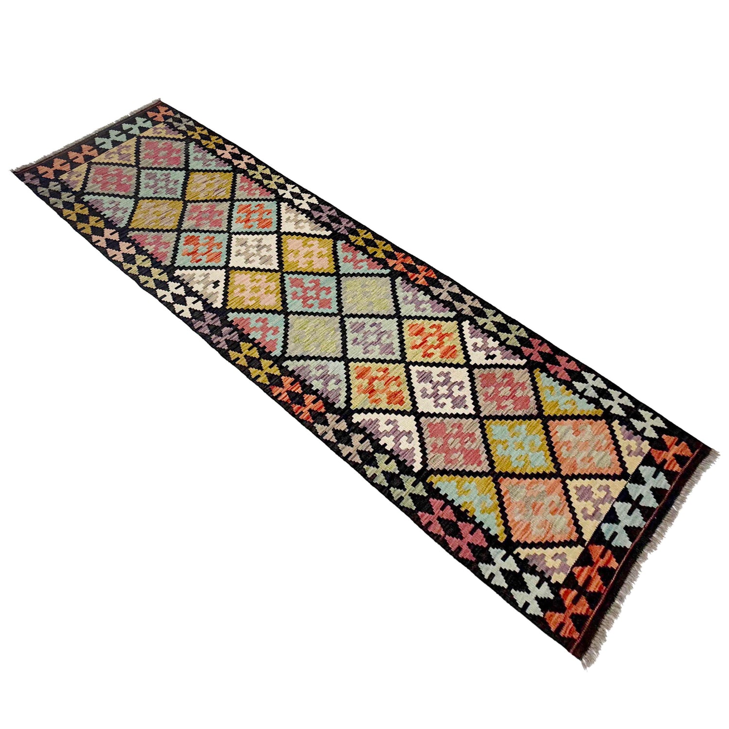 Hand Made Afghan Kilim Runner 2' 8" x 9' 7" ft / 81 x 292 cm - No. R38716