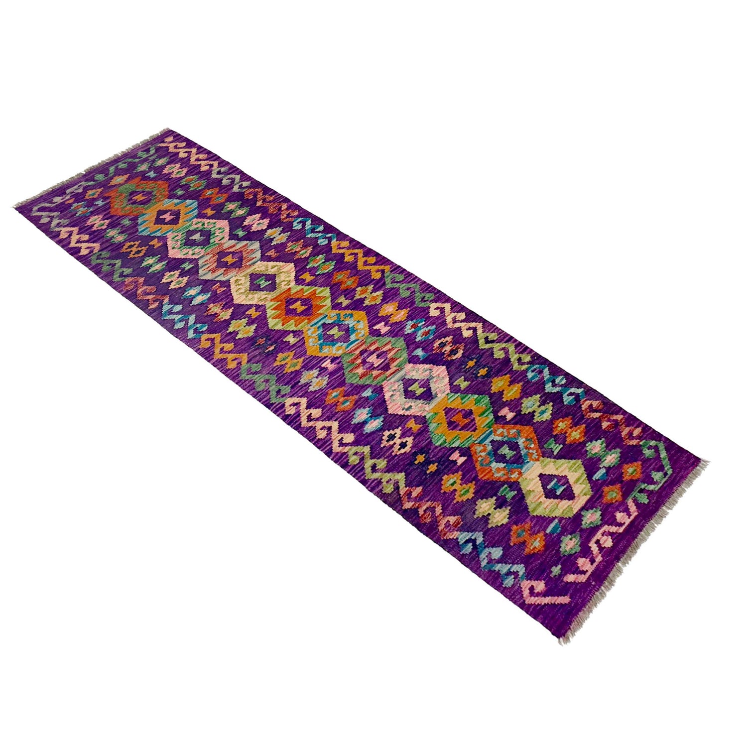 Hand Woven Wool Kelim Runner 2' 5" x 7' 10" ft / 73 x 238 cm - No. R38718
