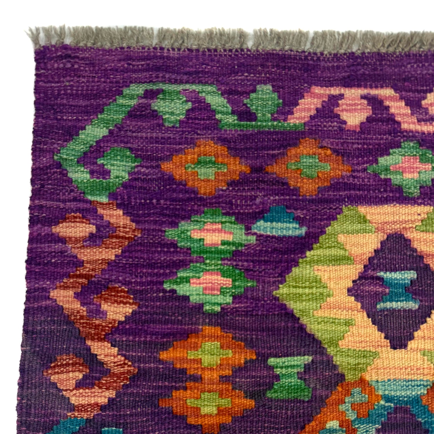 Hand Woven Wool Kelim Runner 2' 5" x 7' 10" ft / 73 x 238 cm - No. R38718