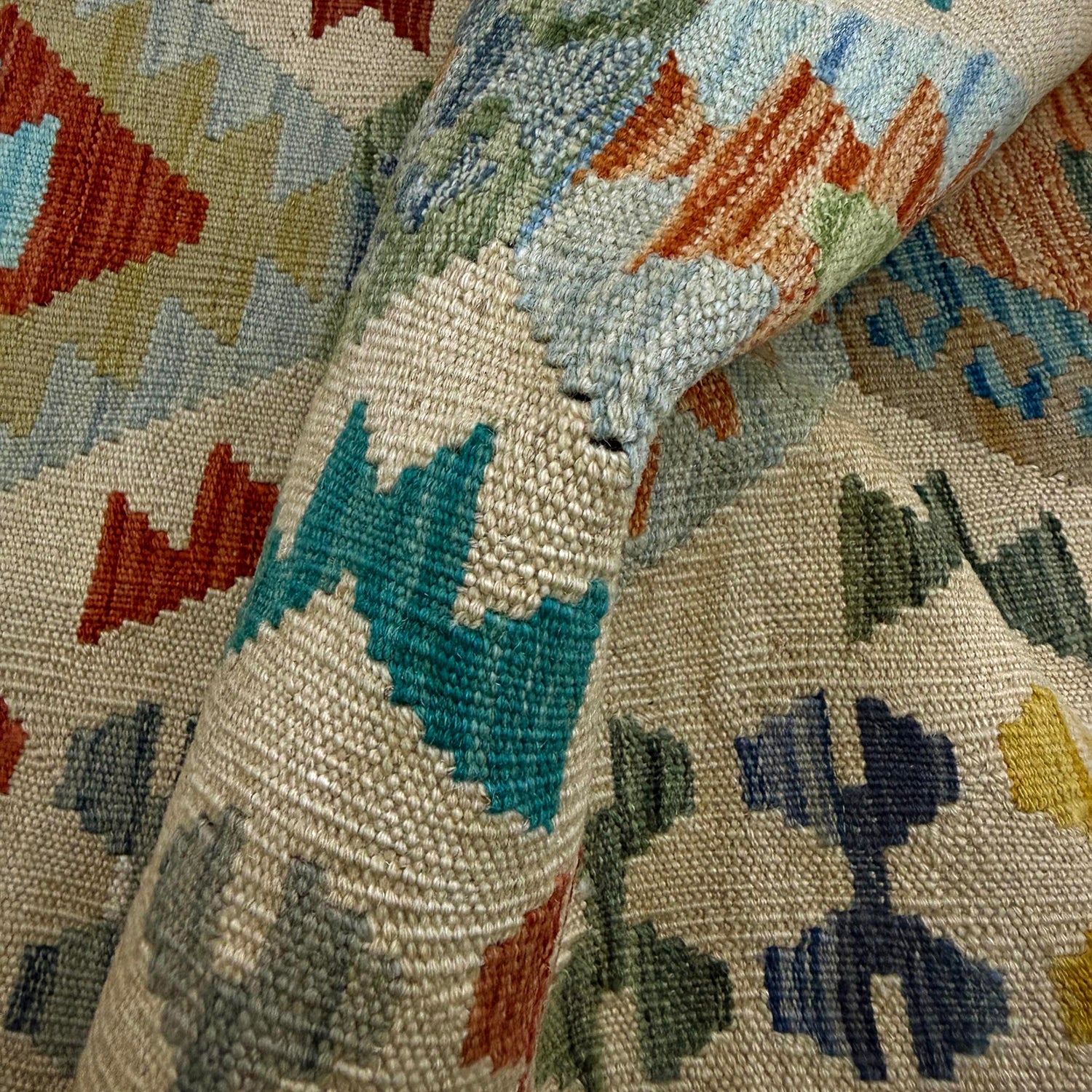 Multi Color ful Flat-Weave Wool Kilim Runner 2' 7" x 9' 11" ft / 78 x 301 cm - No. R38721