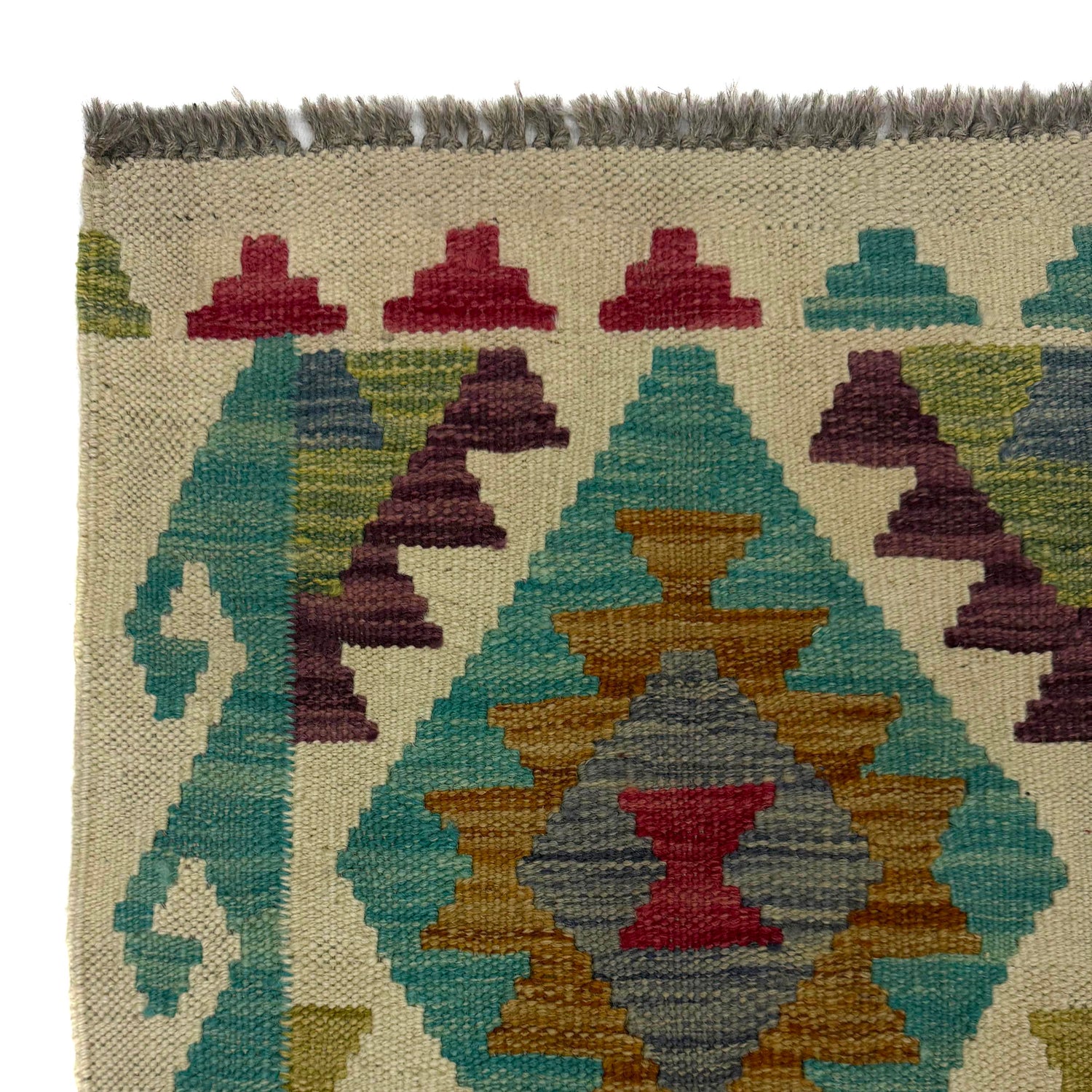 Hand Woven Wool Kelim Runner 2' 6" x 10' 1" ft / 76 x 308 cm - No. R38727