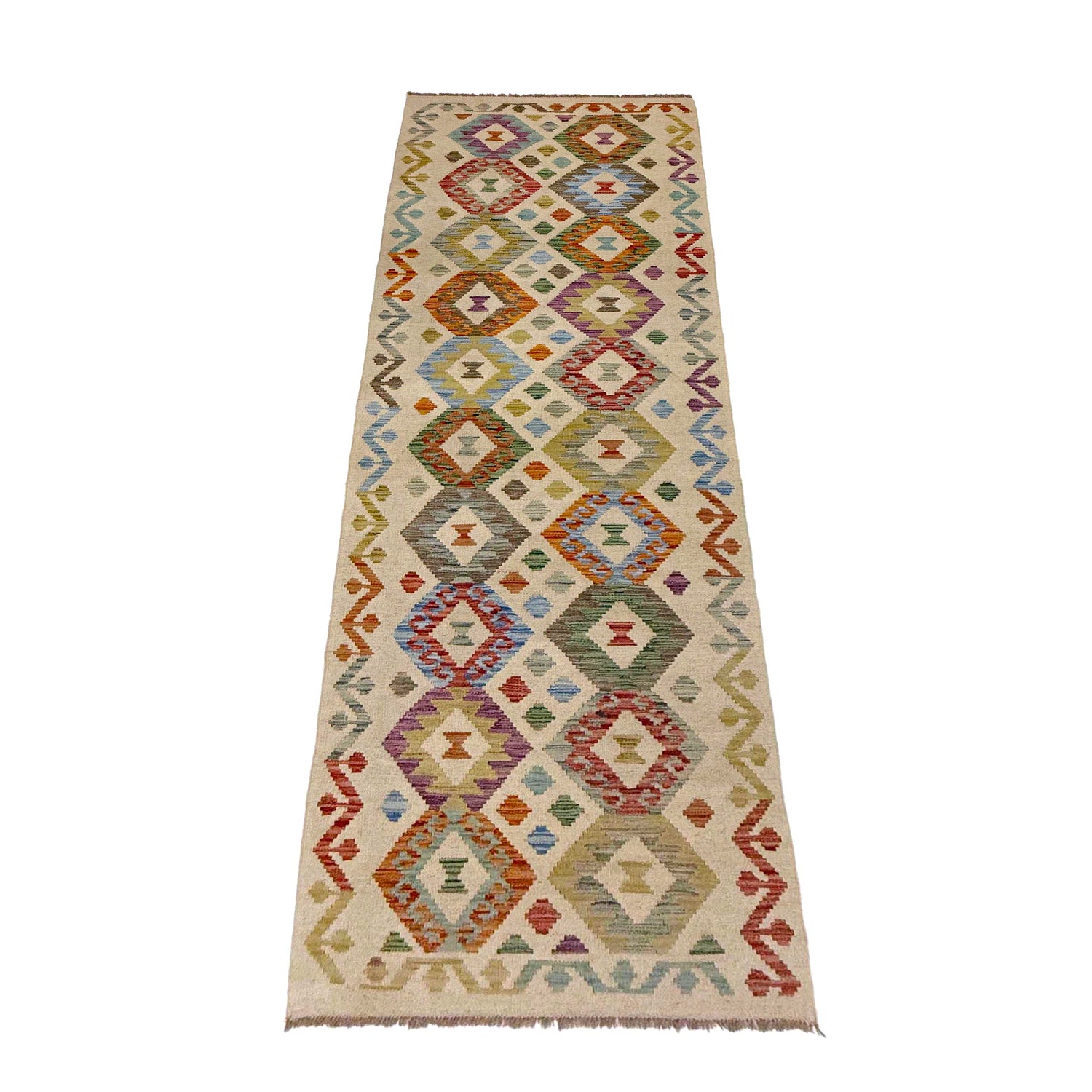 Hand Knotted Flatweave Kilim Runner 2' 7" x 9' 8" ft / 79 x 294 cm - No. R38731