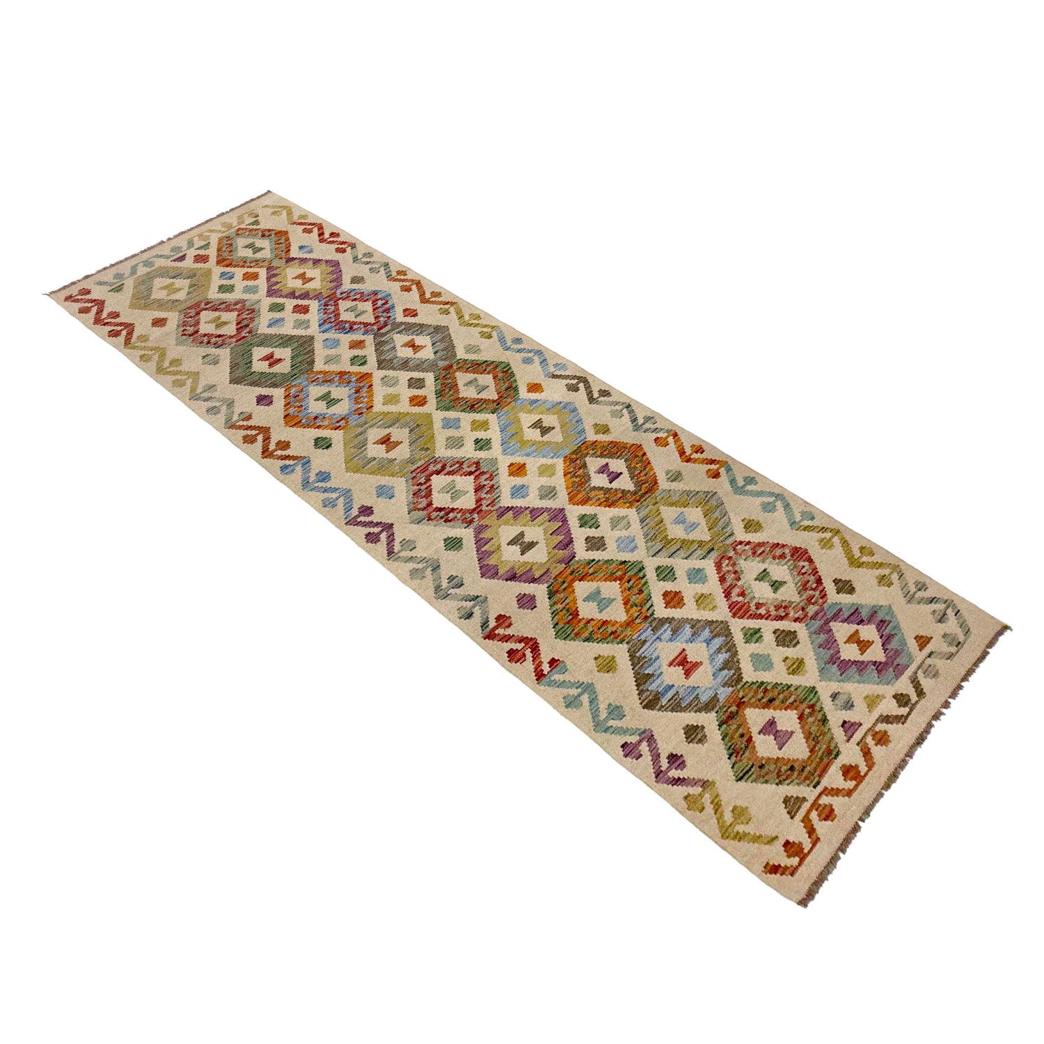 Hand Knotted Flatweave Kilim Runner 2' 7" x 9' 8" ft / 79 x 294 cm - No. R38731
