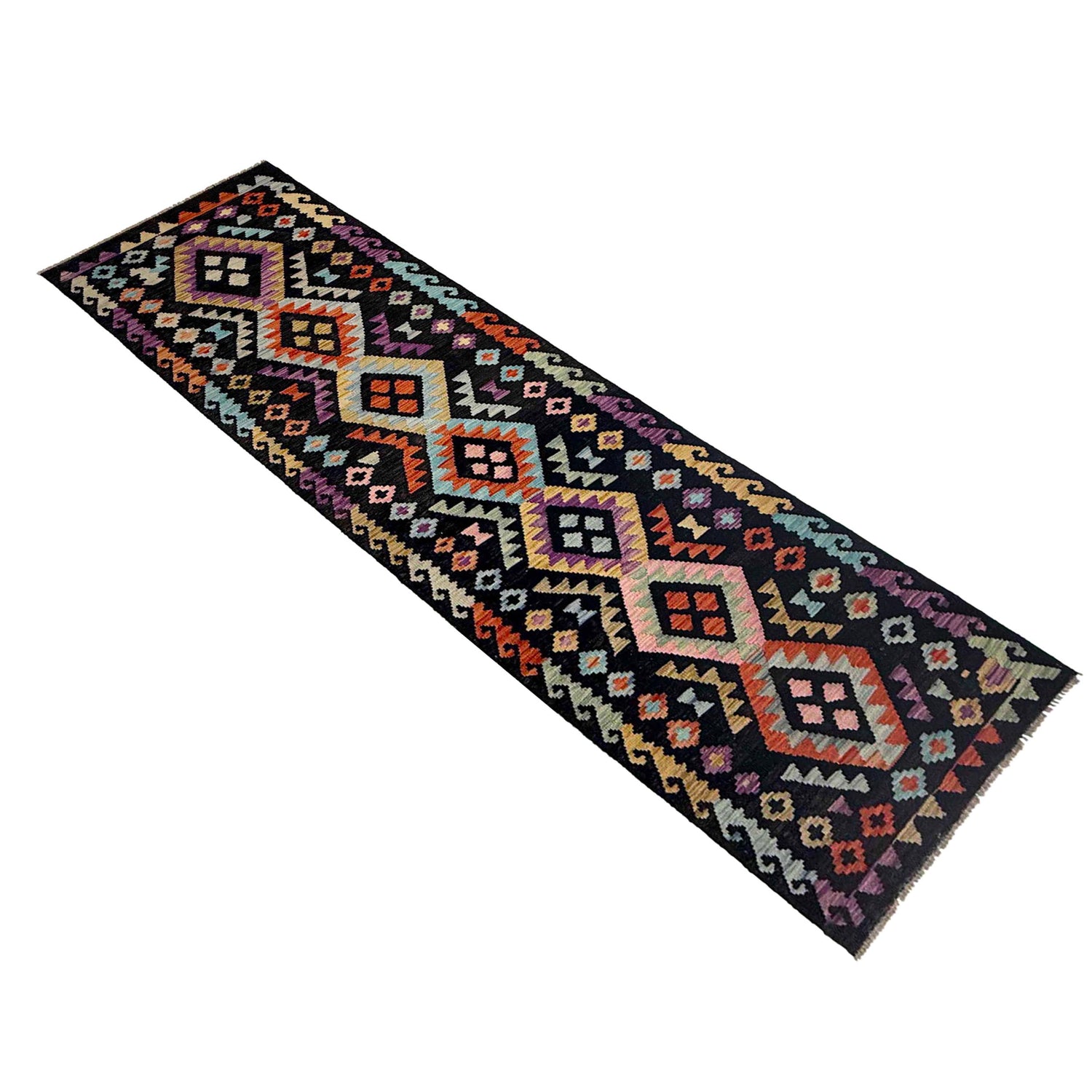 Hand Made Afghan Kilim Runner 2' 7" x 9' 10" ft / 80 x 300 cm - No. R38734