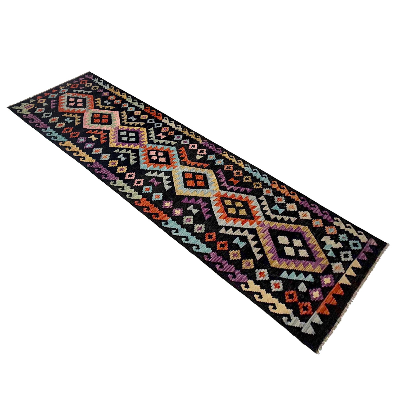 Hand Made Afghan Kilim Runner 2' 7" x 9' 10" ft / 80 x 300 cm - No. R38734