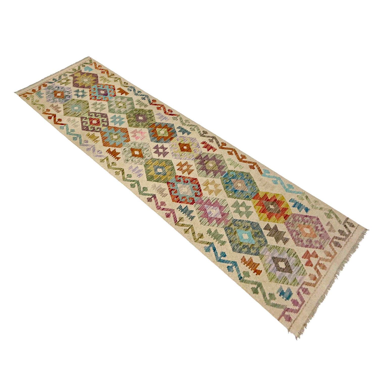 Hand Woven Wool Kelim Runner 2' 7" x 9' 5" ft / 79 x 288 cm - No. R38740