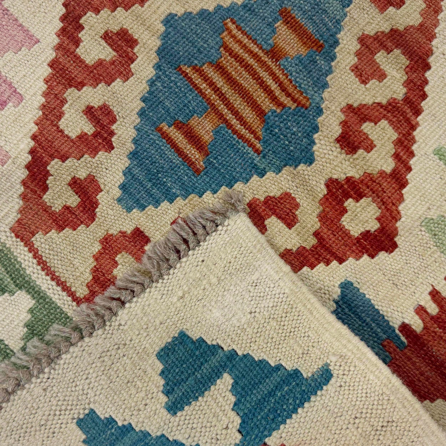 Multi Color ful Flat-Weave Wool Kilim Runner 2' 0" x 5' 8" ft / 61 x 172 cm - No. R38741