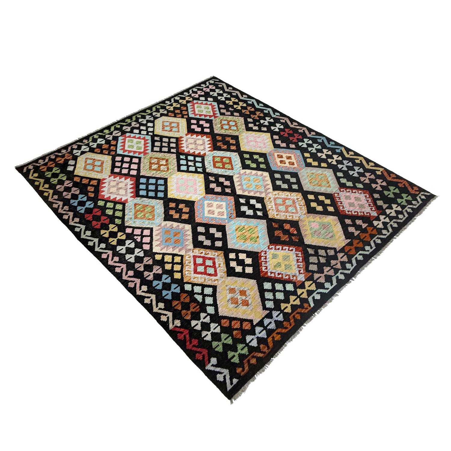 Hand Knotted Afghan Style Kilim 6' 9" x 9' 5" ft / 205 x 288 cm - No. R38744