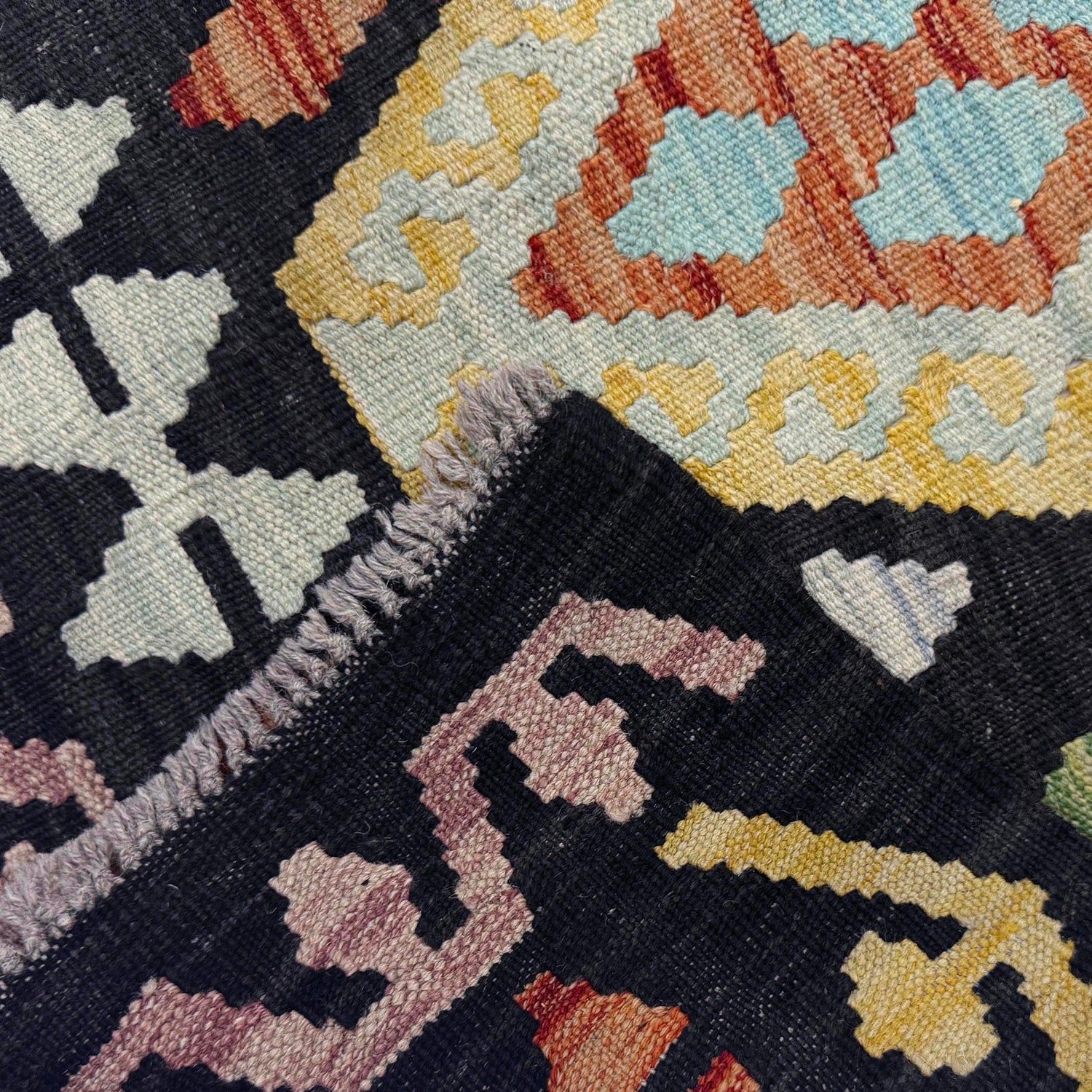Hand Knotted Afghan Style Kilim 6' 9" x 9' 5" ft / 205 x 288 cm - No. R38744