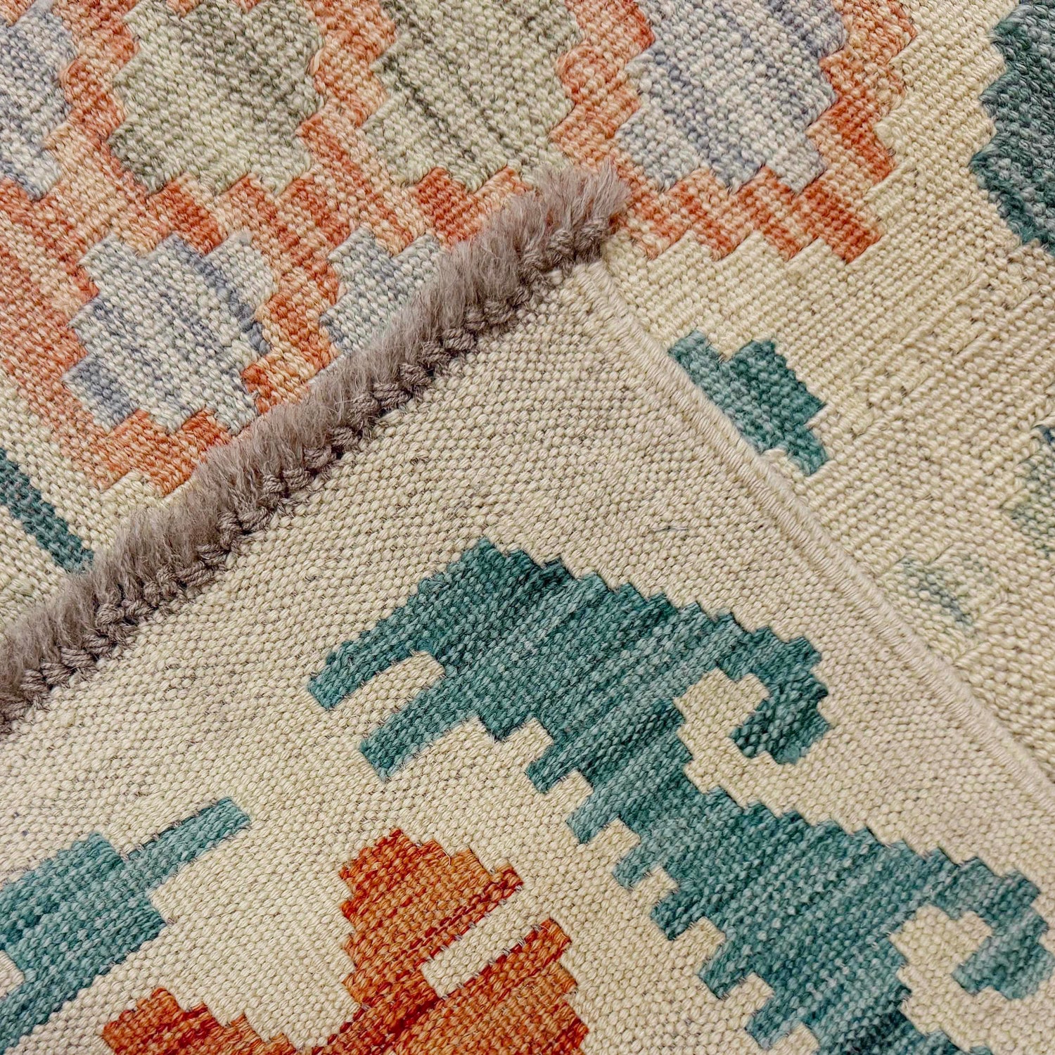 Hand Woven Wool Kelim 7' 0" x 9' 9" ft / 214 x 297 cm - No. R38746