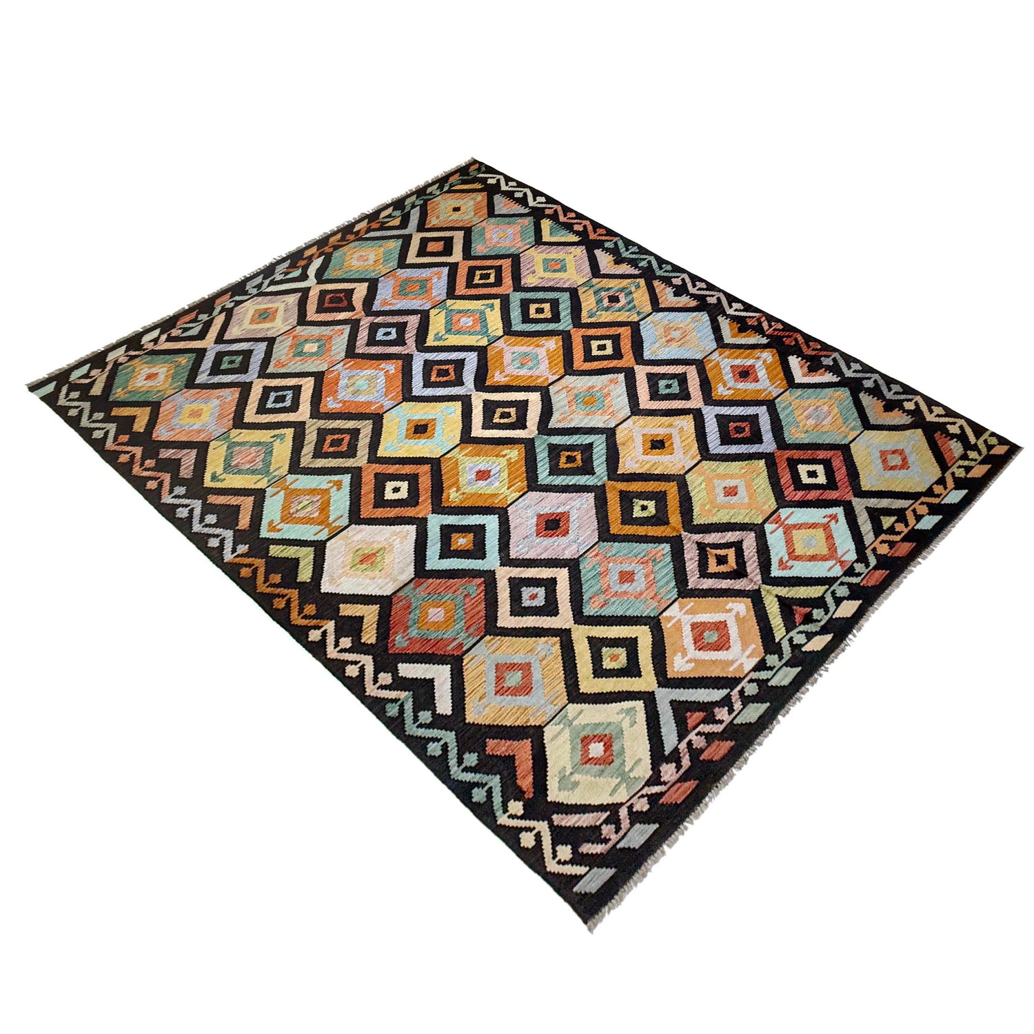 Handmade Turkish Design Wool Kilim 6' 6" x 10' 1" ft / 197 x 307 cm - No. R38747