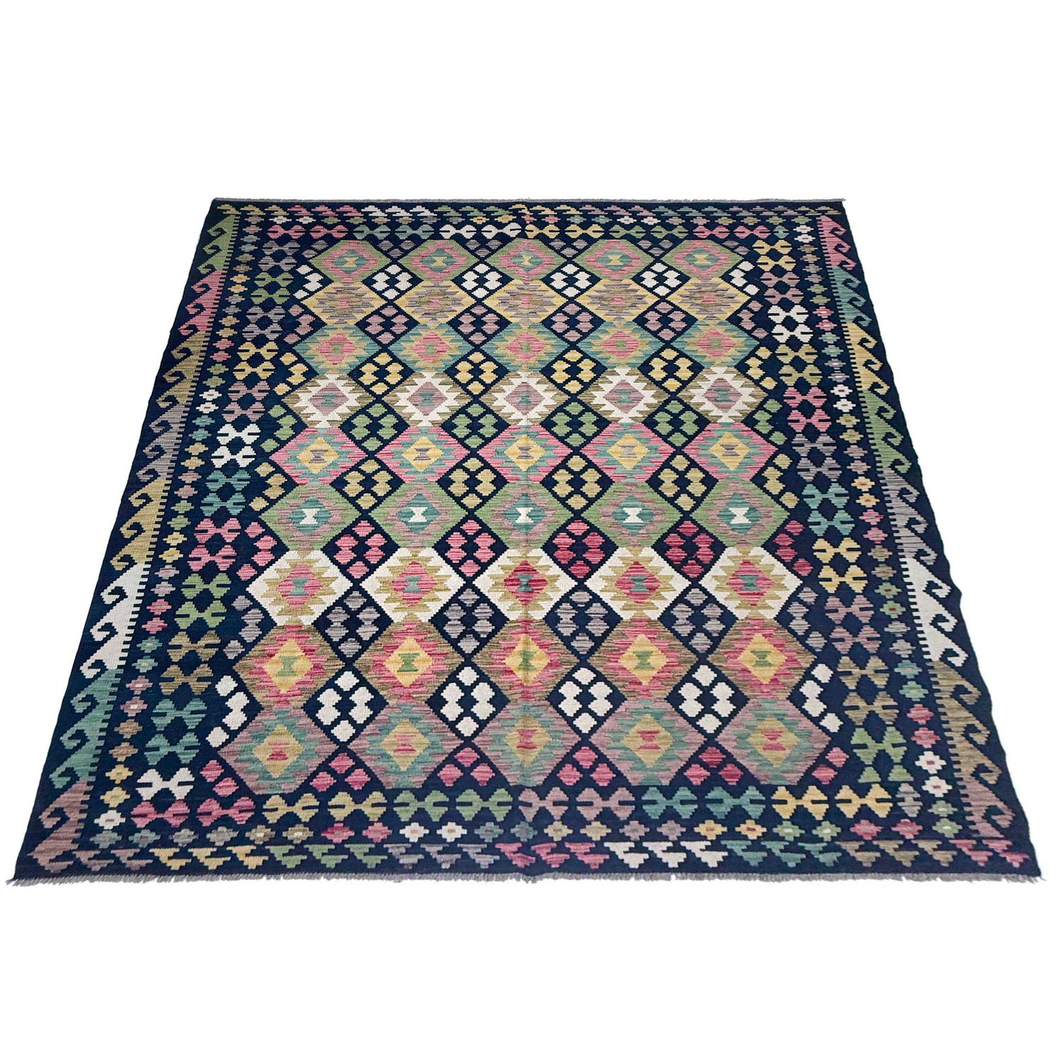 Handmade Afghan Vegetable Kilim 6' 8" x 9' 6" ft / 203 x 290 cm - No. R38750