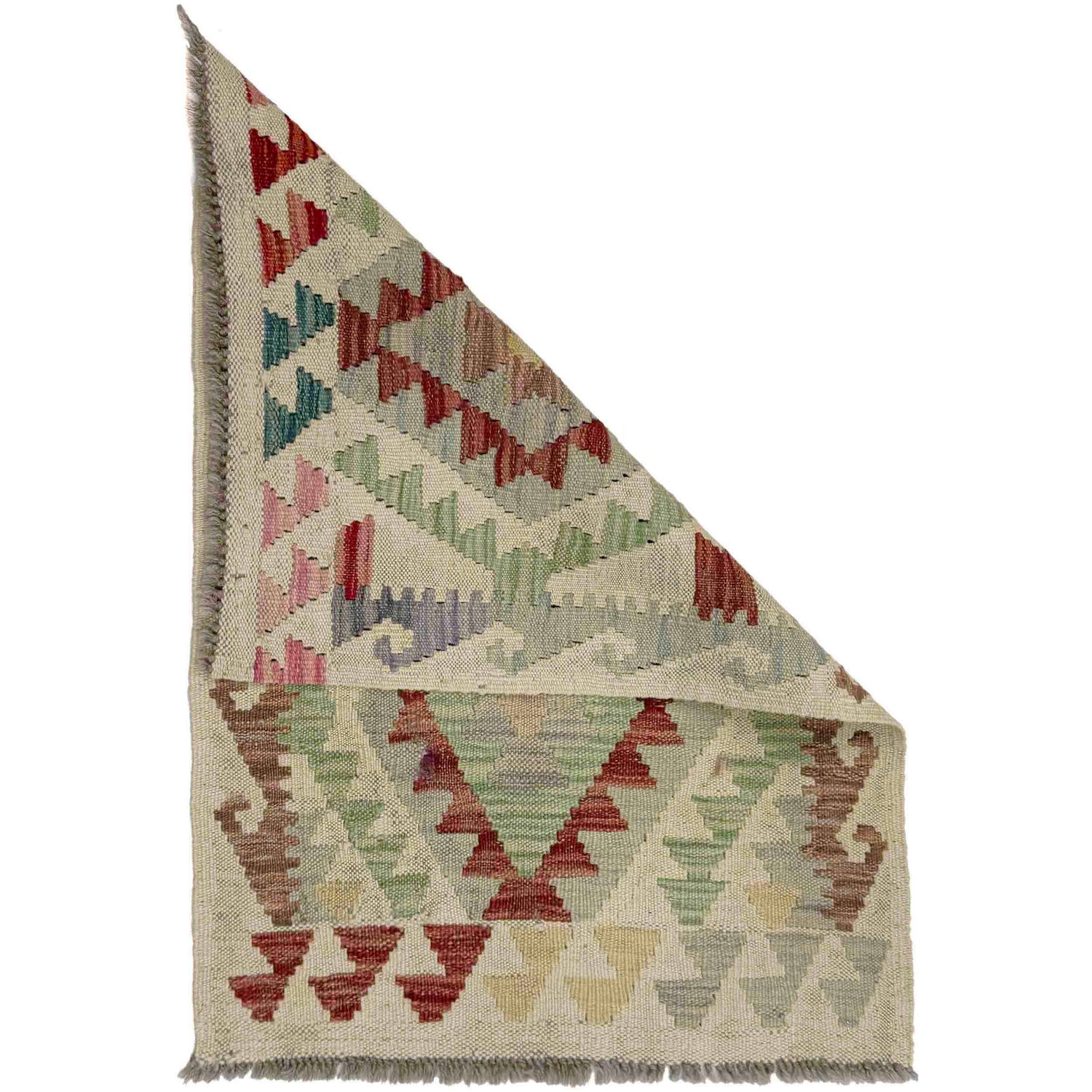 Hand Woven Wool Kelim 1' 11" x 2' 10" ft / 59 x 87 cm - No. R38763