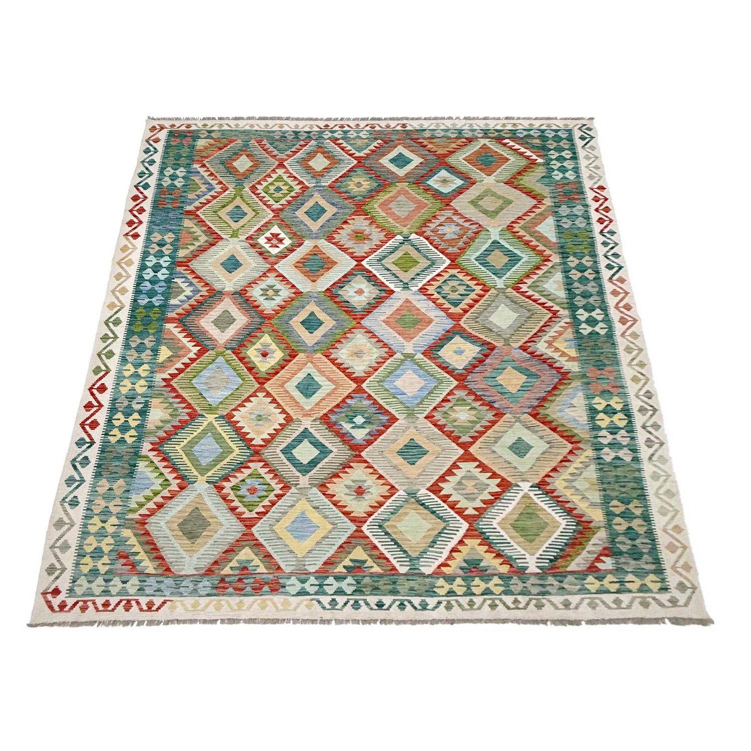 Handmade Afghan Vegetable Kilim 8' 1" x 10' 0" ft / 246 x 306 cm - No. R38773