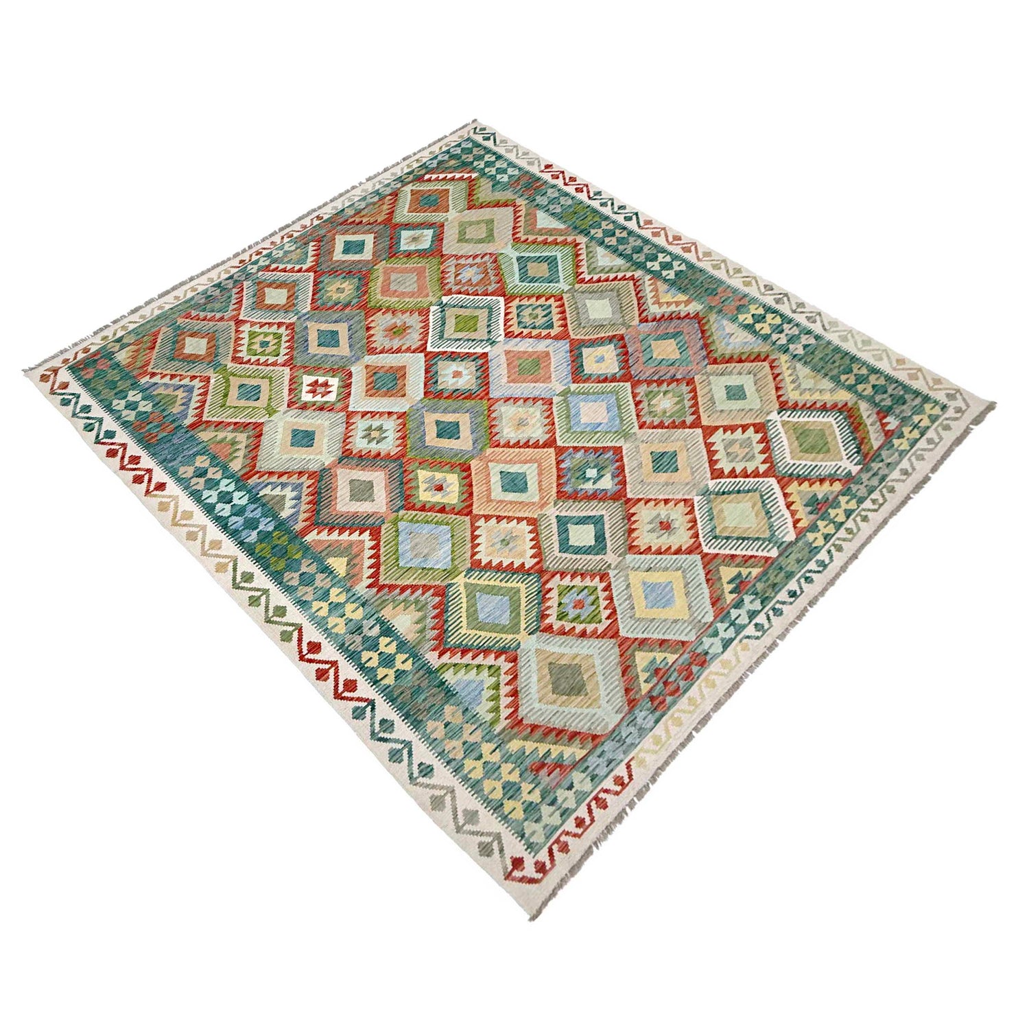 Handmade Afghan Vegetable Kilim 8' 1" x 10' 0" ft / 246 x 306 cm - No. R38773