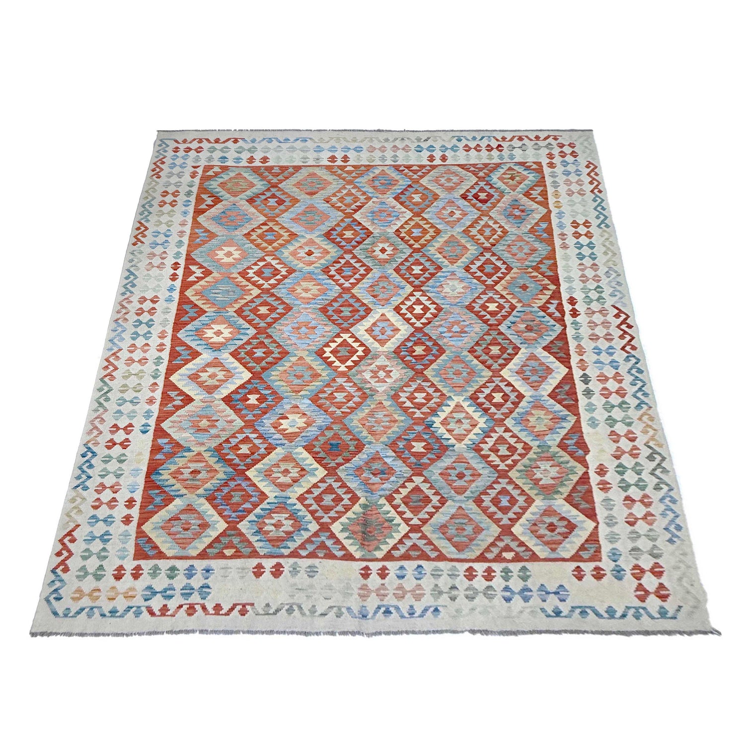 Handmade Turkish Design Wool Kilim 8' 0" x 11' 1" ft / 243 x 338 cm - No. R38774