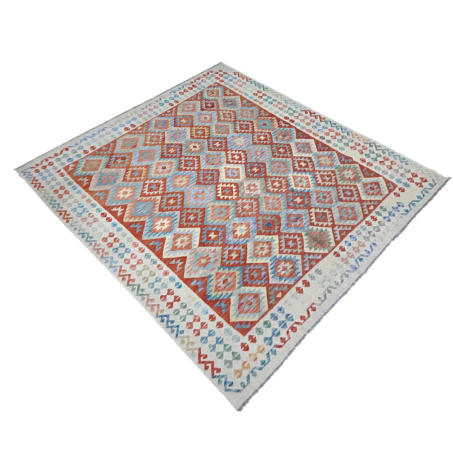 Handmade Turkish Design Wool Kilim 8' 0" x 11' 1" ft / 243 x 338 cm - No. R38774