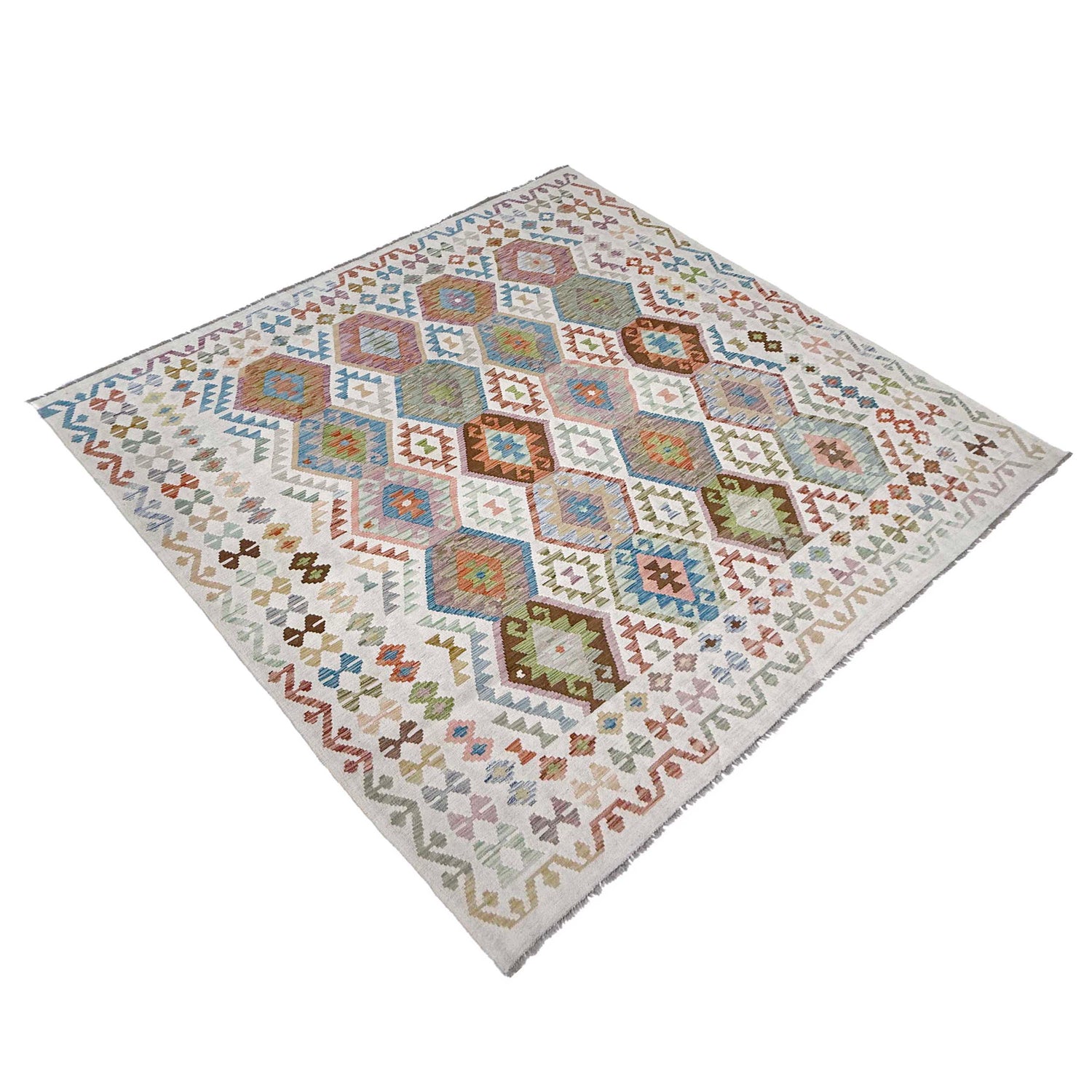 Hand Made Afghan Kilim 8' 5" x 9' 7" ft / 257 x 293 cm - No. R38776