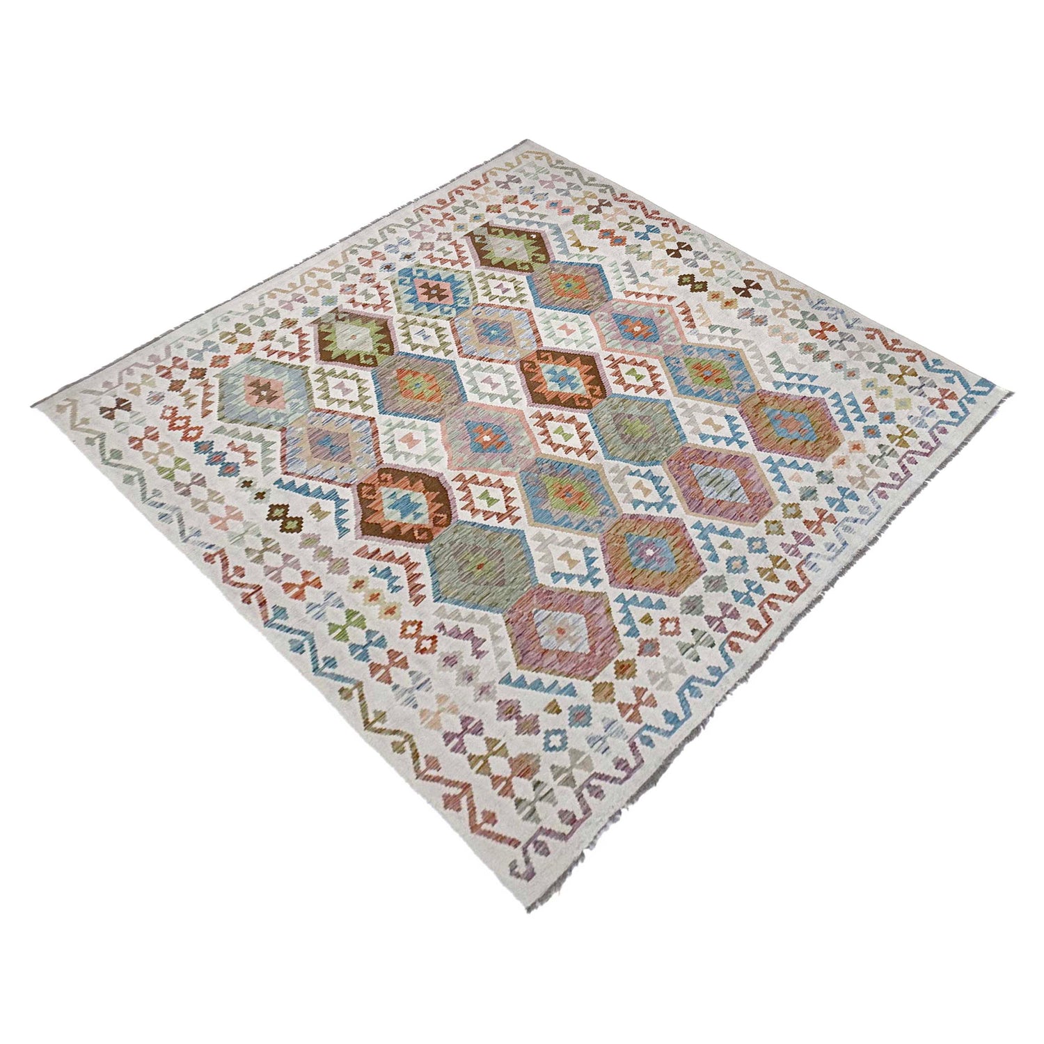 Hand Made Afghan Kilim 8' 5" x 9' 7" ft / 257 x 293 cm - No. R38776