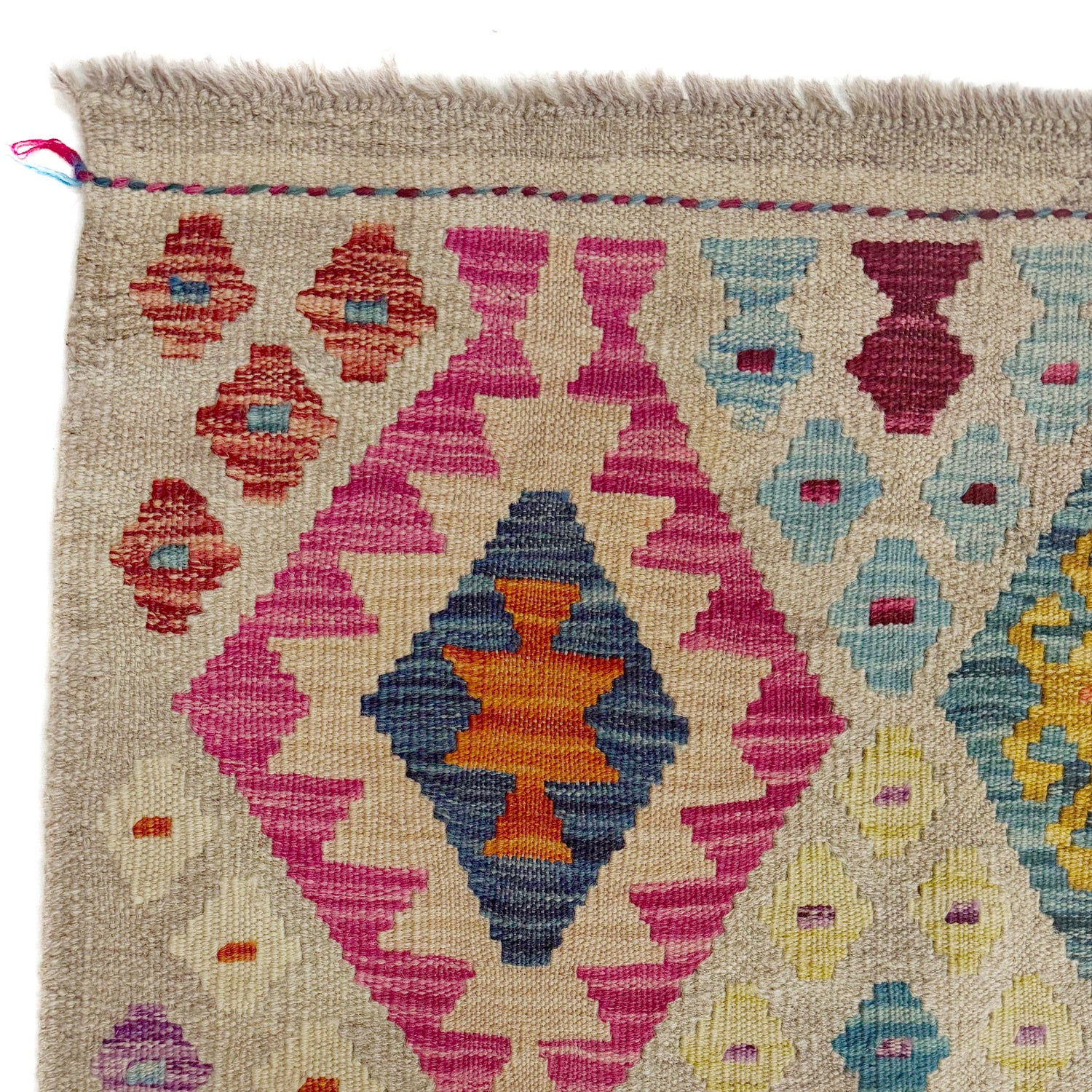 Multi Color ful Flat-Weave Wool Kilim 8' 2" x 9' 10" ft / 250 x 300 cm - No. R38777