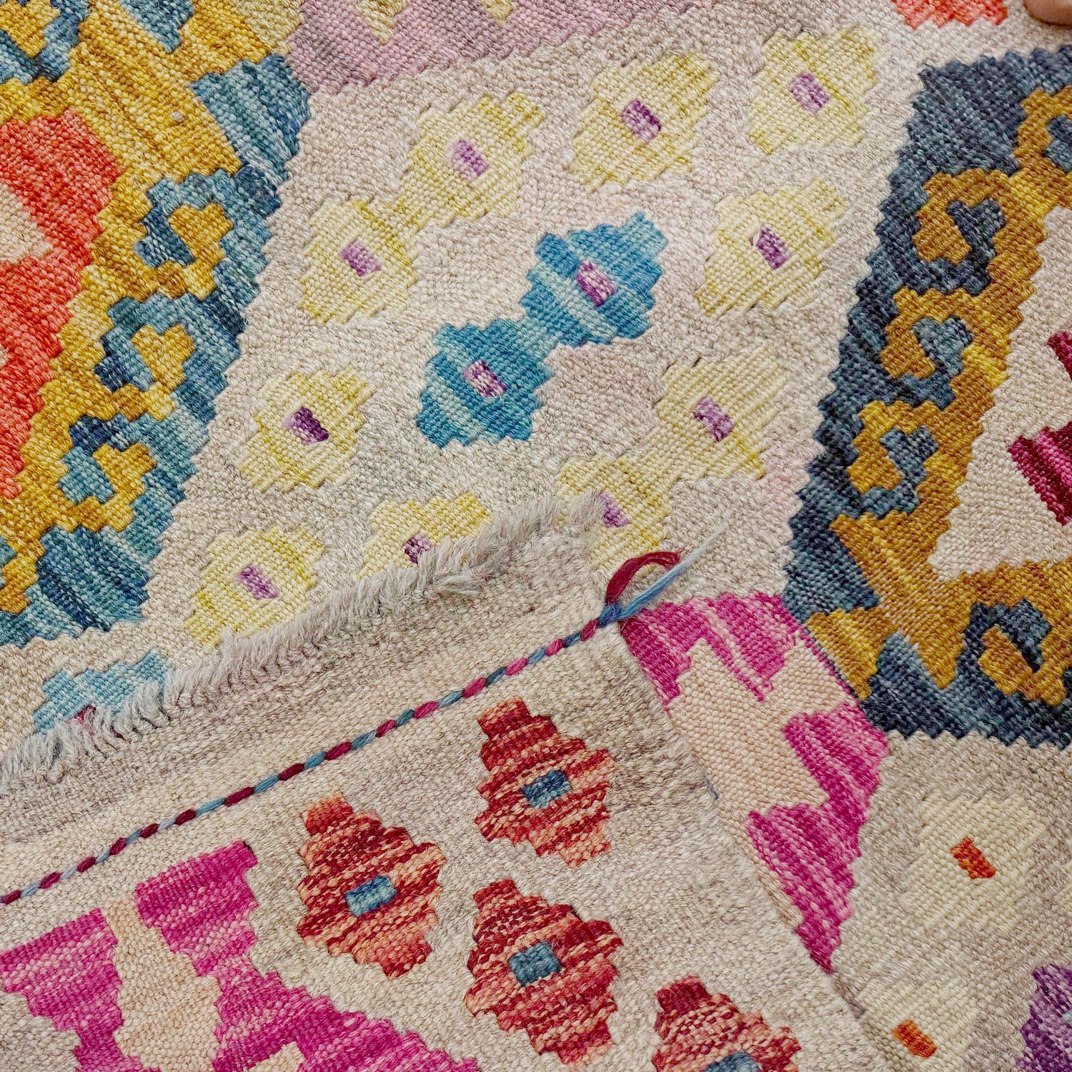 Multi Color ful Flat-Weave Wool Kilim 8' 2" x 9' 10" ft / 250 x 300 cm - No. R38777