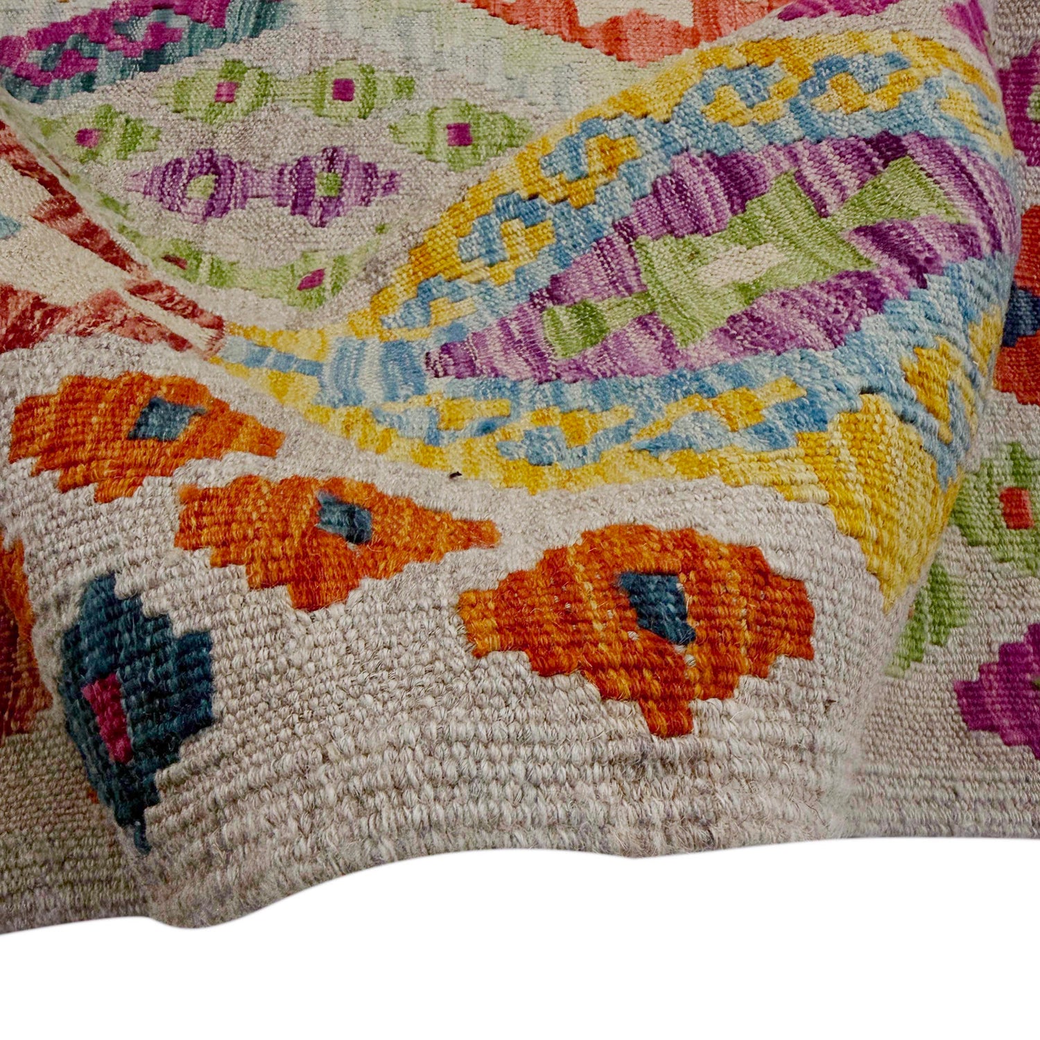 Multi Color ful Flat-Weave Wool Kilim 8' 2" x 9' 10" ft / 250 x 300 cm - No. R38777