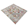 Multi Color ful Flat-Weave Wool Kilim 8' 0" x 9' 9" ft / 244 x 296 cm - No. R38780