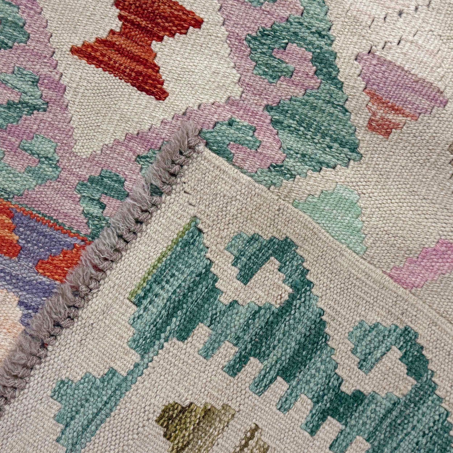 Multi Color ful Flat-Weave Wool Kilim 8' 0" x 9' 9" ft / 244 x 296 cm - No. R38780