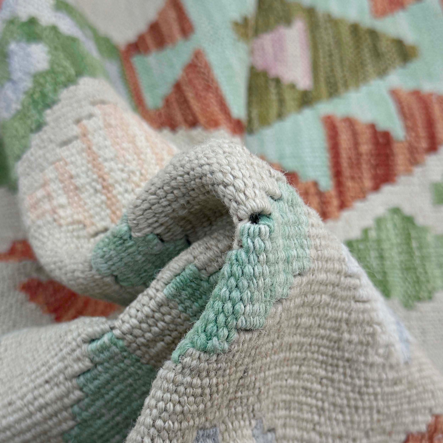 Multi Color ful Flat-Weave Wool Kilim 8' 0" x 9' 9" ft / 244 x 296 cm - No. R38780