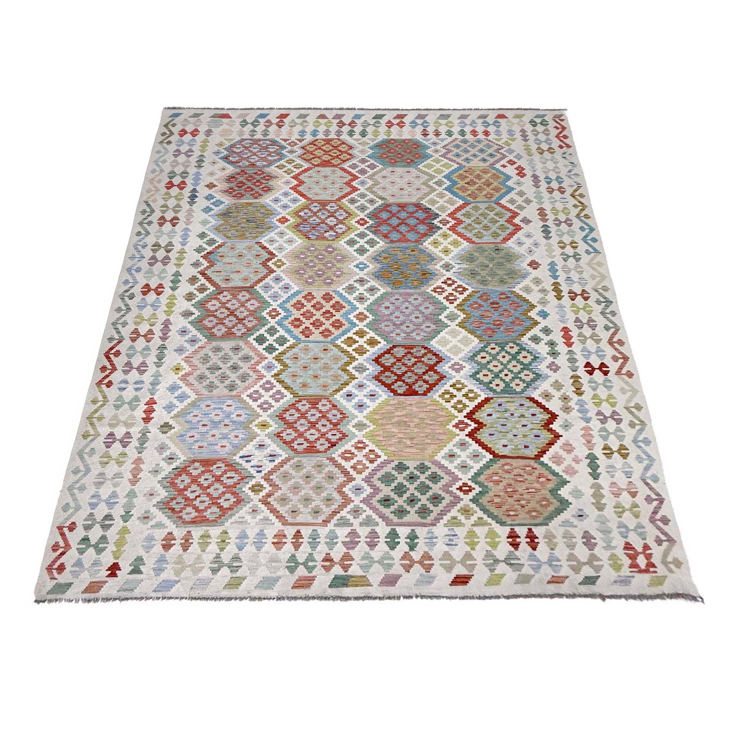 Hand Woven Wool Kelim 8' 7" x 11' 2" ft / 261 x 341 cm - No. R38788