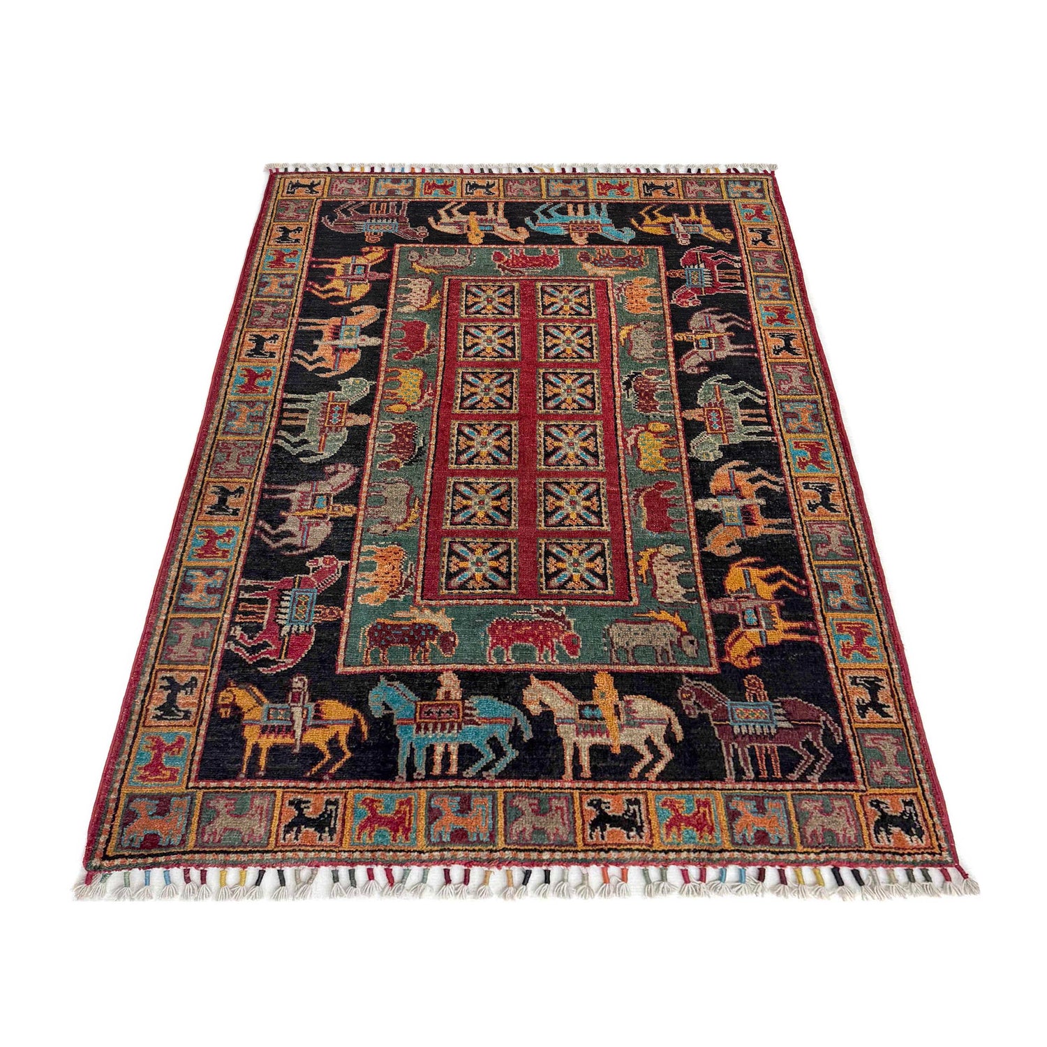 Luxury Shikargah Carpet 3' 3" x 4' 10" ft / 98 x 147 cm - No. R38792
