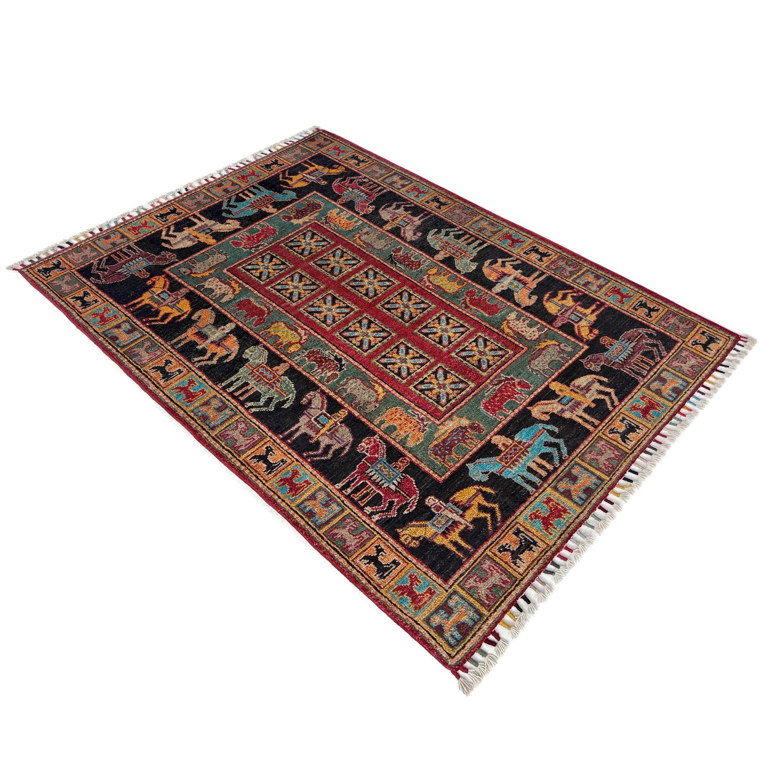 Luxury Shikargah Carpet 3' 3" x 4' 10" ft / 98 x 147 cm - No. R38792