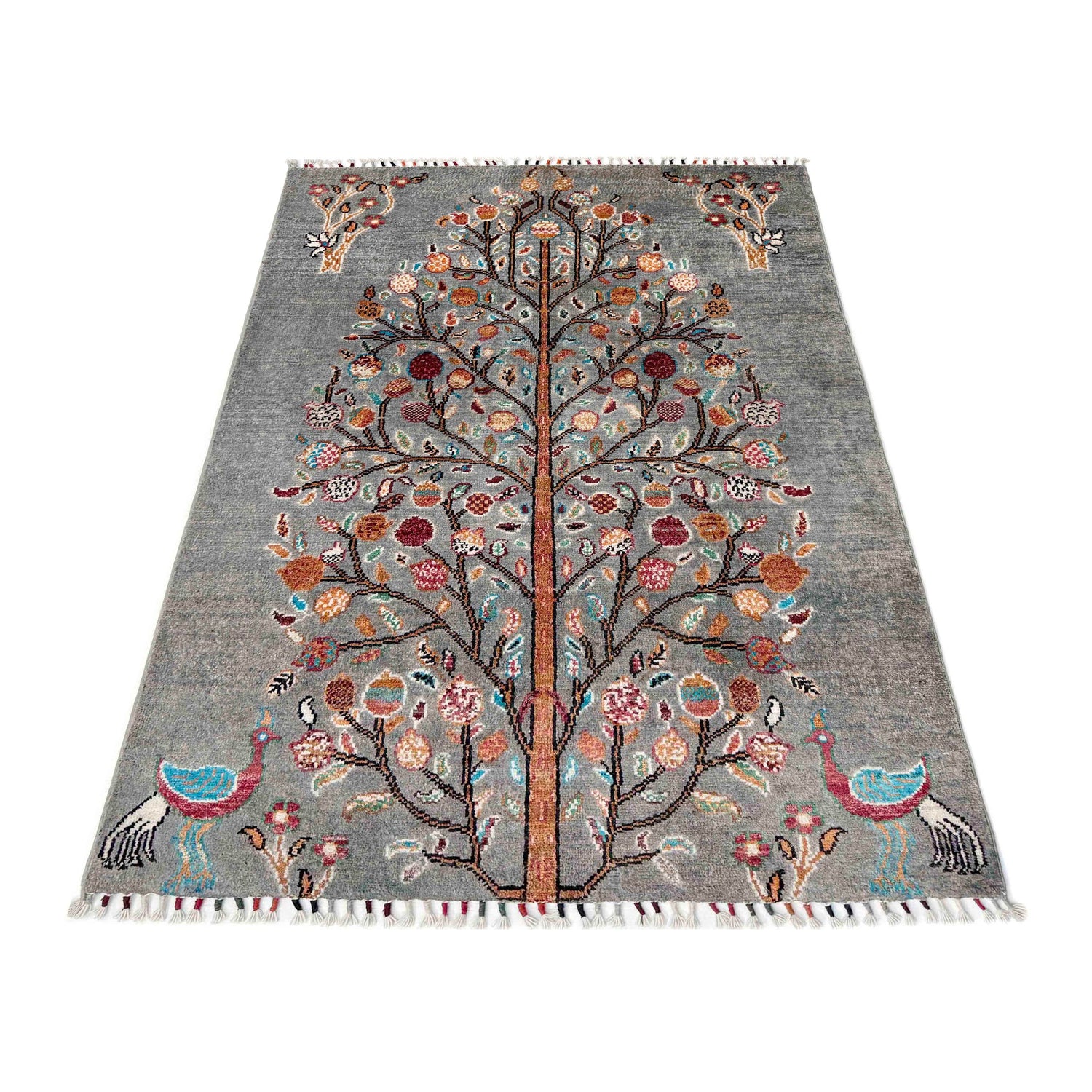Gray Color Tree Of Life Area Rug 3' 5" x 5' 2" ft / 103 x 157 cm - No. R38794