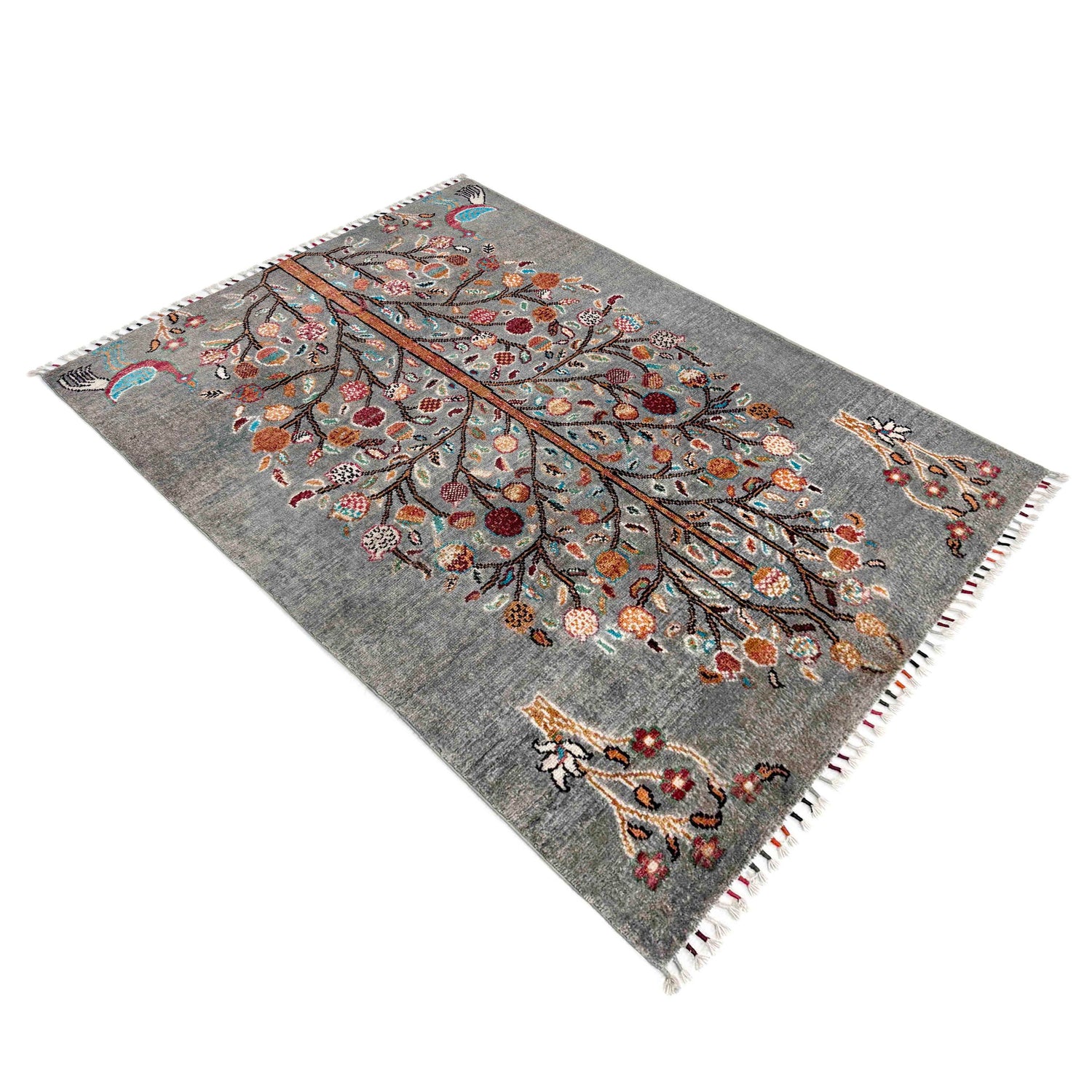 Gray Color Tree Of Life Area Rug 3' 5" x 5' 2" ft / 103 x 157 cm - No. R38794