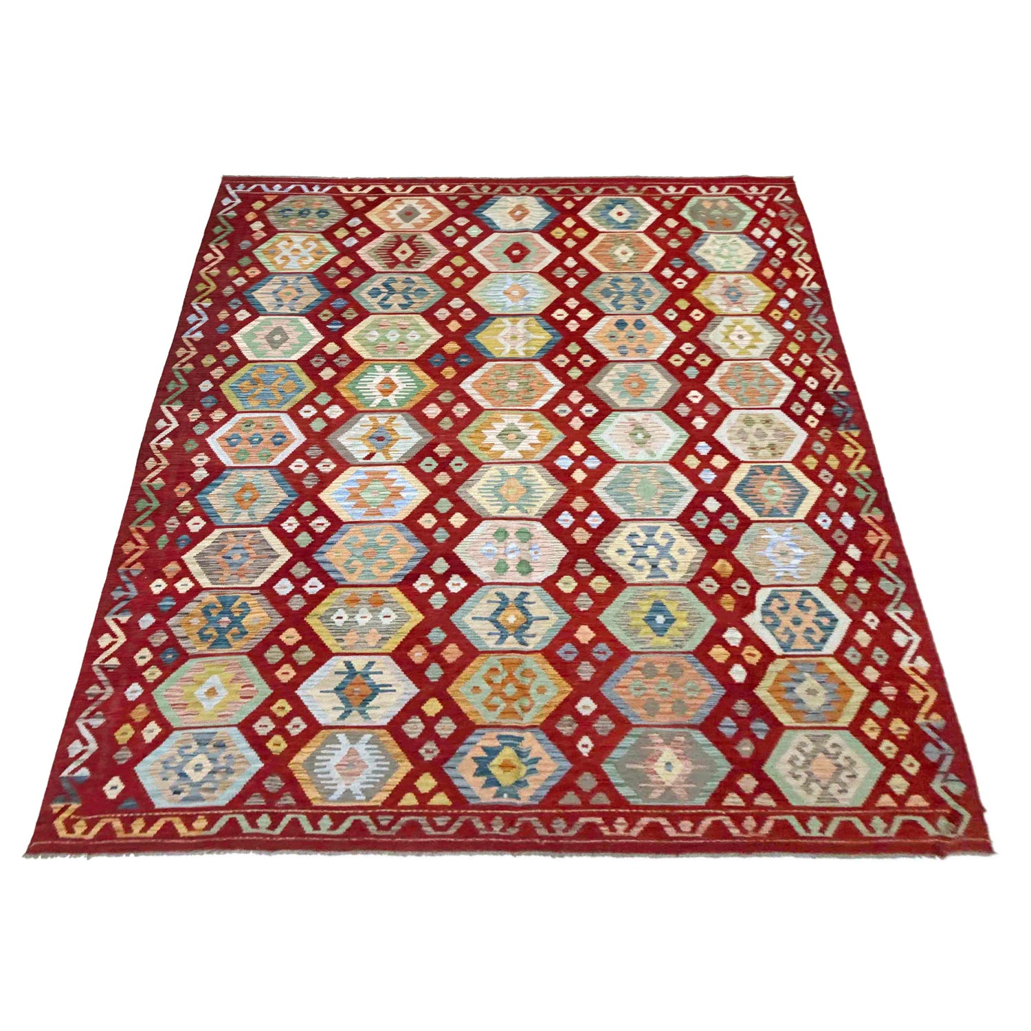 Hand Knotted Afghan Style Kilim 8' 2" x 11' 7" ft / 250 x 352 cm - No. R38796