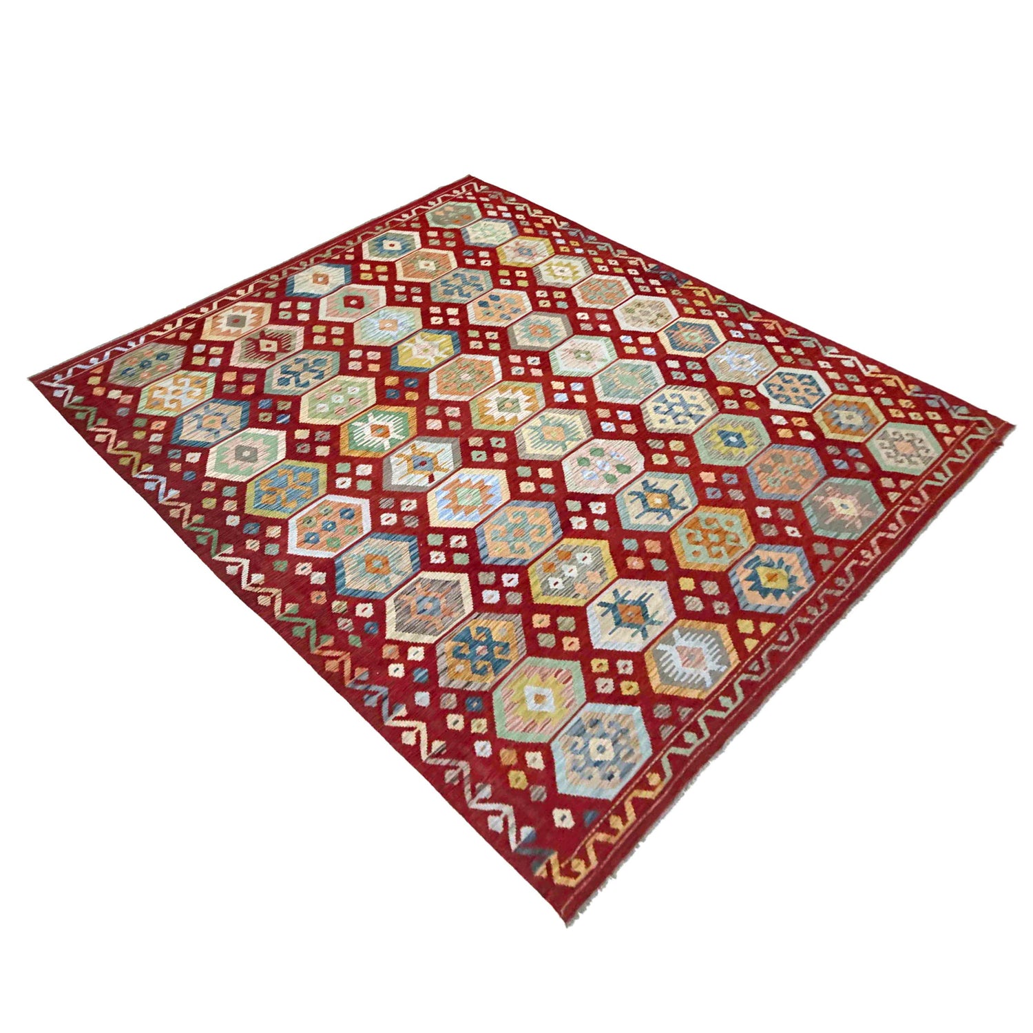 Hand Knotted Afghan Style Kilim 8' 2" x 11' 7" ft / 250 x 352 cm - No. R38796