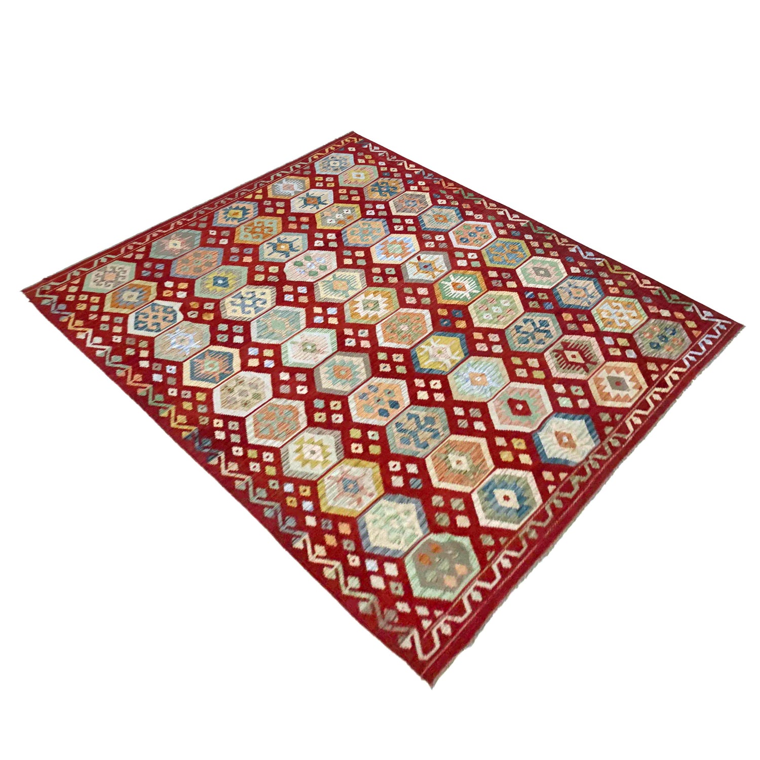 Hand Knotted Afghan Style Kilim 8' 2" x 11' 7" ft / 250 x 352 cm - No. R38796