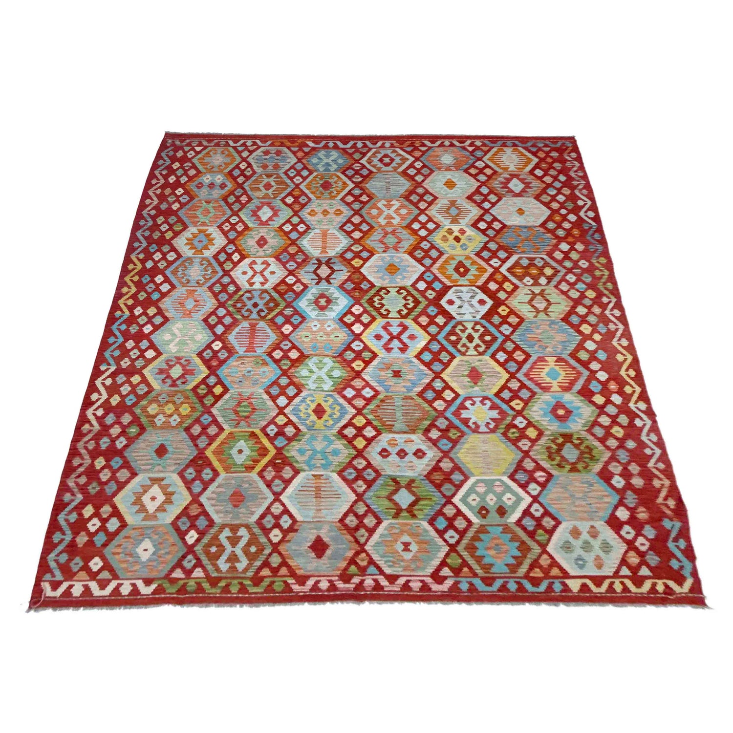 Hand Woven Wool Kelim 8' 2" x 11' 3" ft / 250 x 344 cm - No. R38797