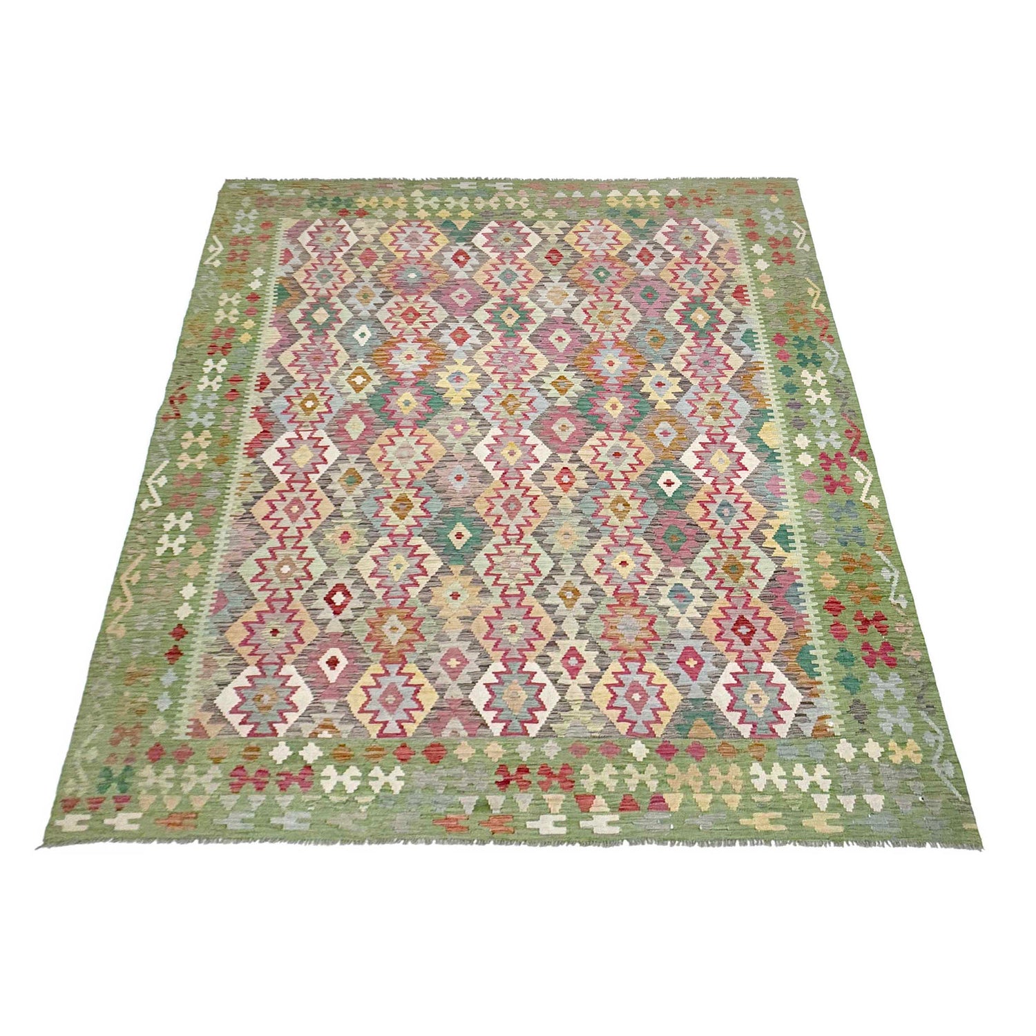 Handmade Turkish Design Wool Kilim 8' 9" x 11' 7" ft / 266 x 353 cm - No. R38799