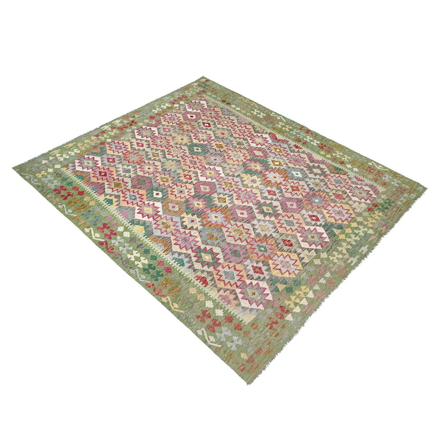 Handmade Turkish Design Wool Kilim 8' 9" x 11' 7" ft / 266 x 353 cm - No. R38799