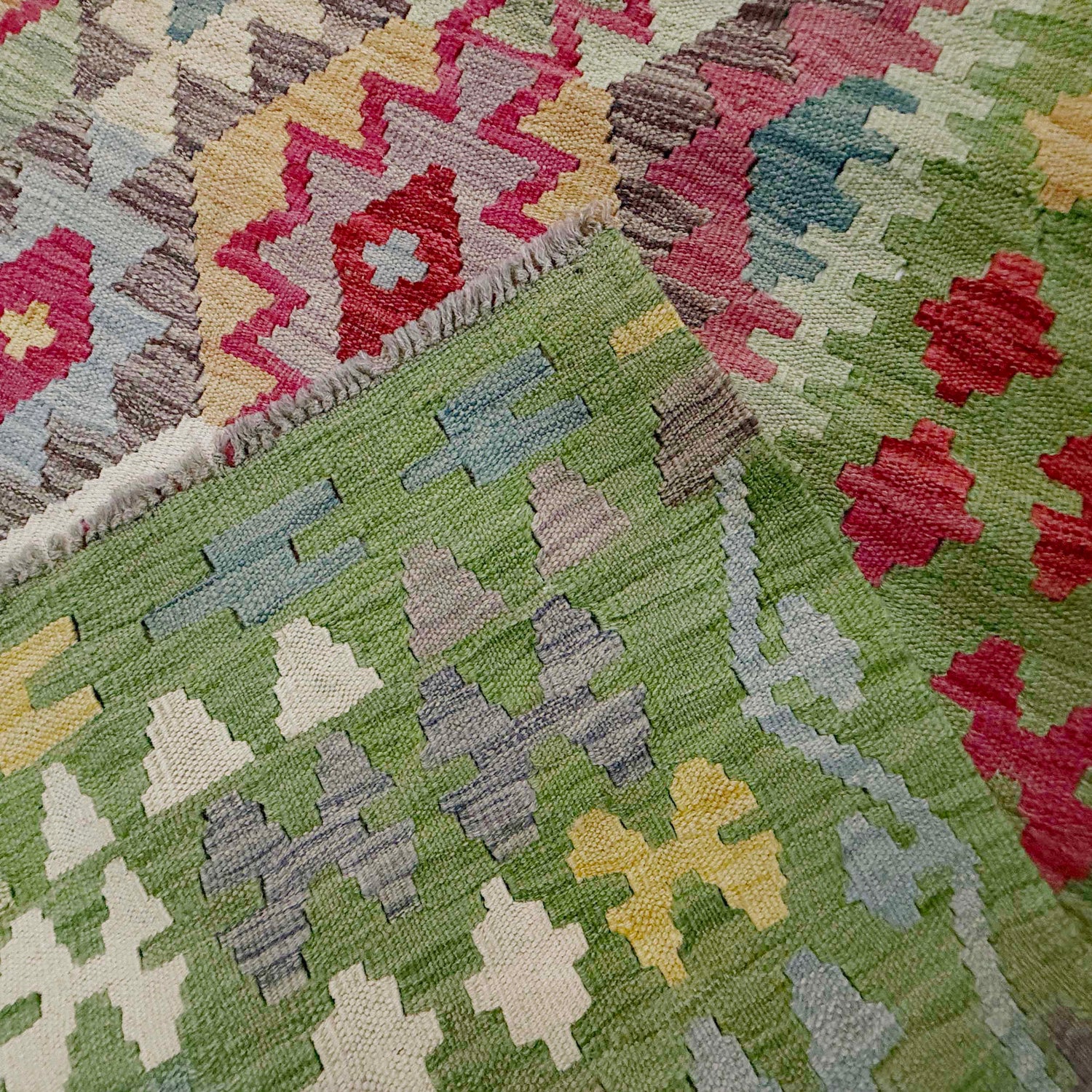 Handmade Turkish Design Wool Kilim 8' 9" x 11' 7" ft / 266 x 353 cm - No. R38799