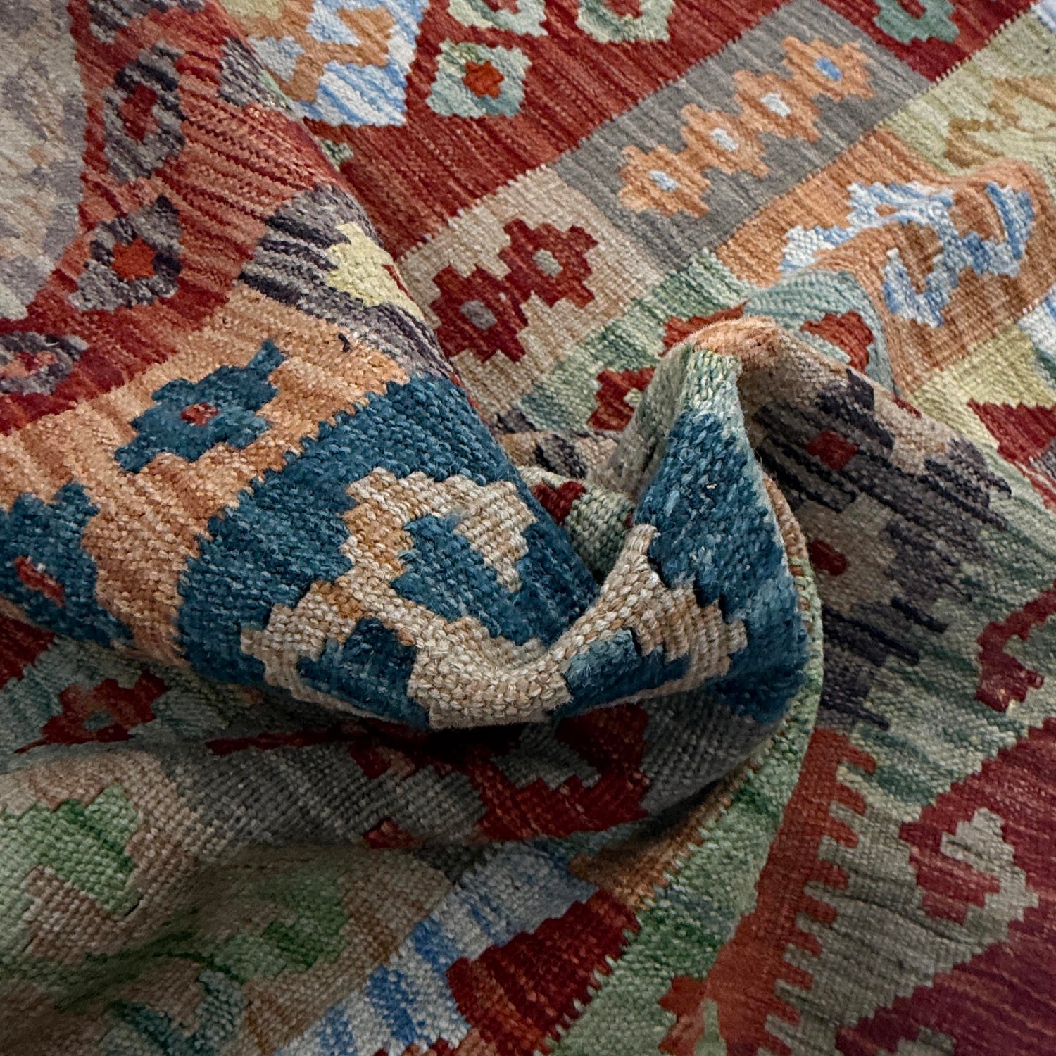 Multi Color ful Flat-Weave Wool Kilim 8' 2" x 11' 6" ft / 250 x 350 cm - No. R38800