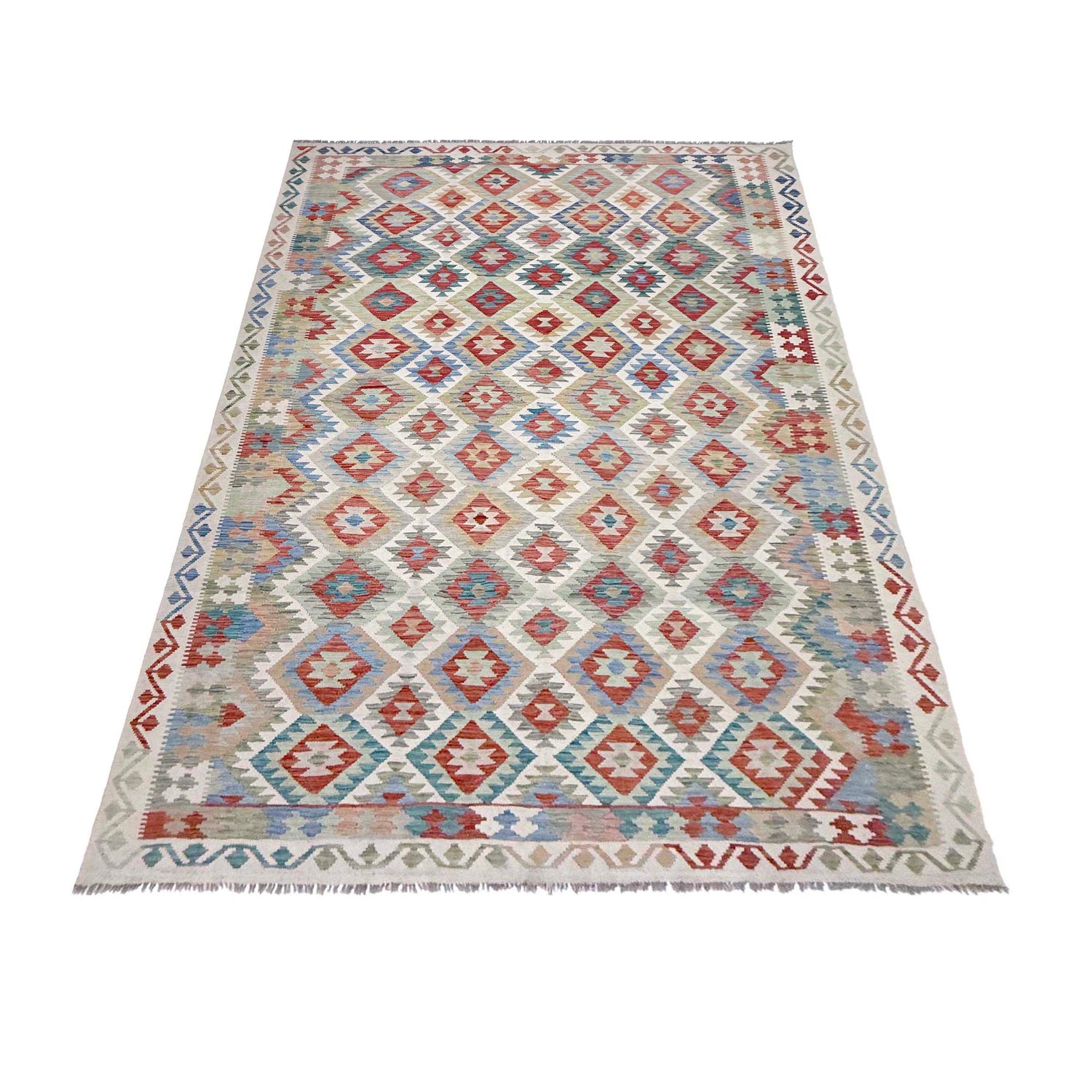 Handmade Afghan Vegetable Kilim 8' 0" x 11' 8" ft / 243 x 355 cm - No. R38803