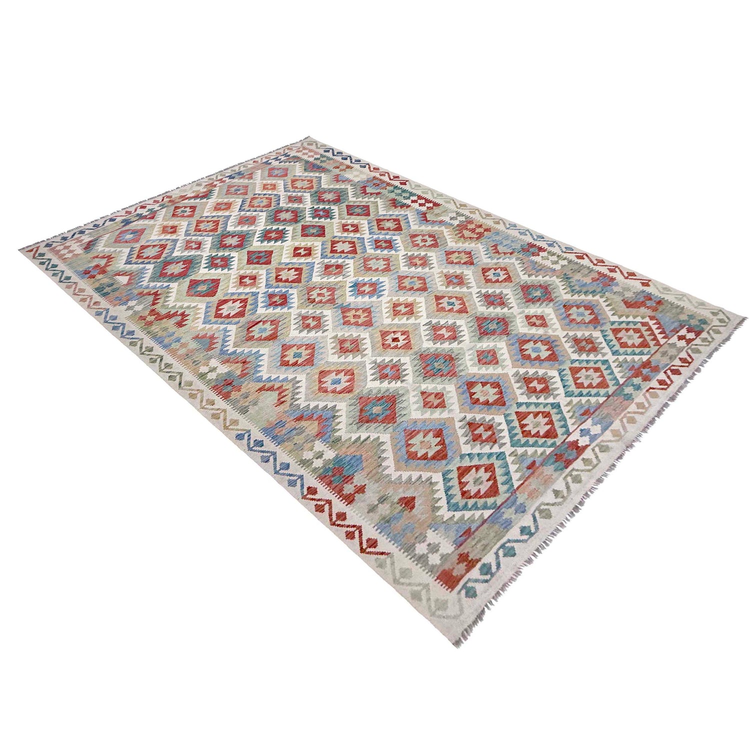 Handmade Afghan Vegetable Kilim 8' 0" x 11' 8" ft / 243 x 355 cm - No. R38803