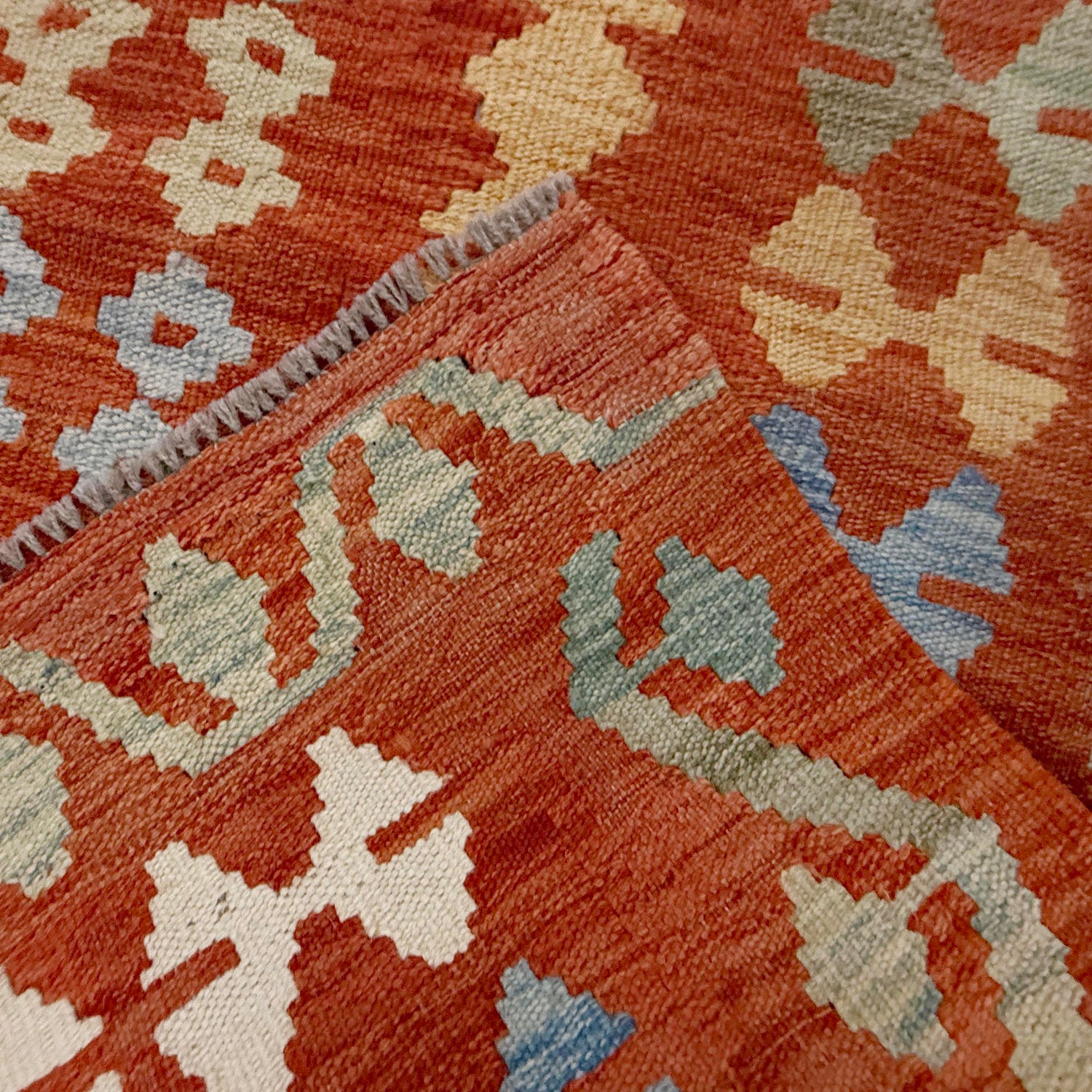 Hand Knotted Afghan Style Kilim 8' 0" x 9' 5" ft / 245 x 286 cm - No. R38804
