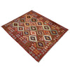 Multi Color ful Flat-Weave Wool Kilim 5' 1" x 6' 11" ft / 155 x 210 cm - No. R38806