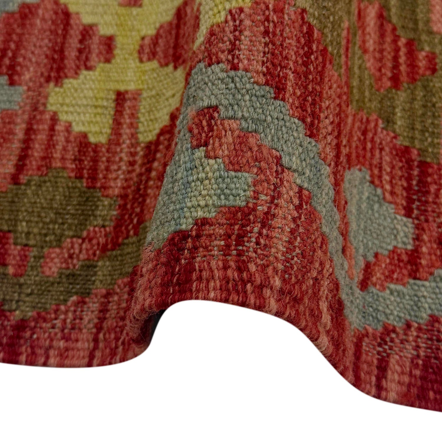 Multi Color ful Flat-Weave Wool Kilim 5' 1" x 6' 11" ft / 155 x 210 cm - No. R38806