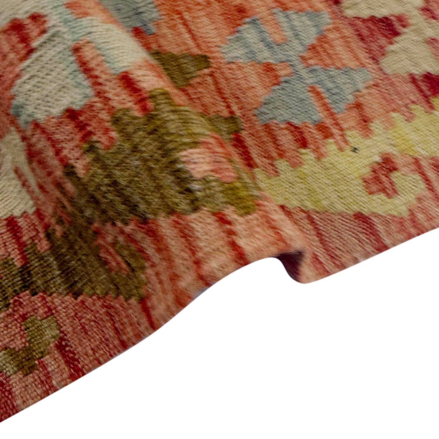 Multi Color ful Flat-Weave Wool Kilim 5' 9" x 7' 11" ft / 175 x 242 cm - No. R38807